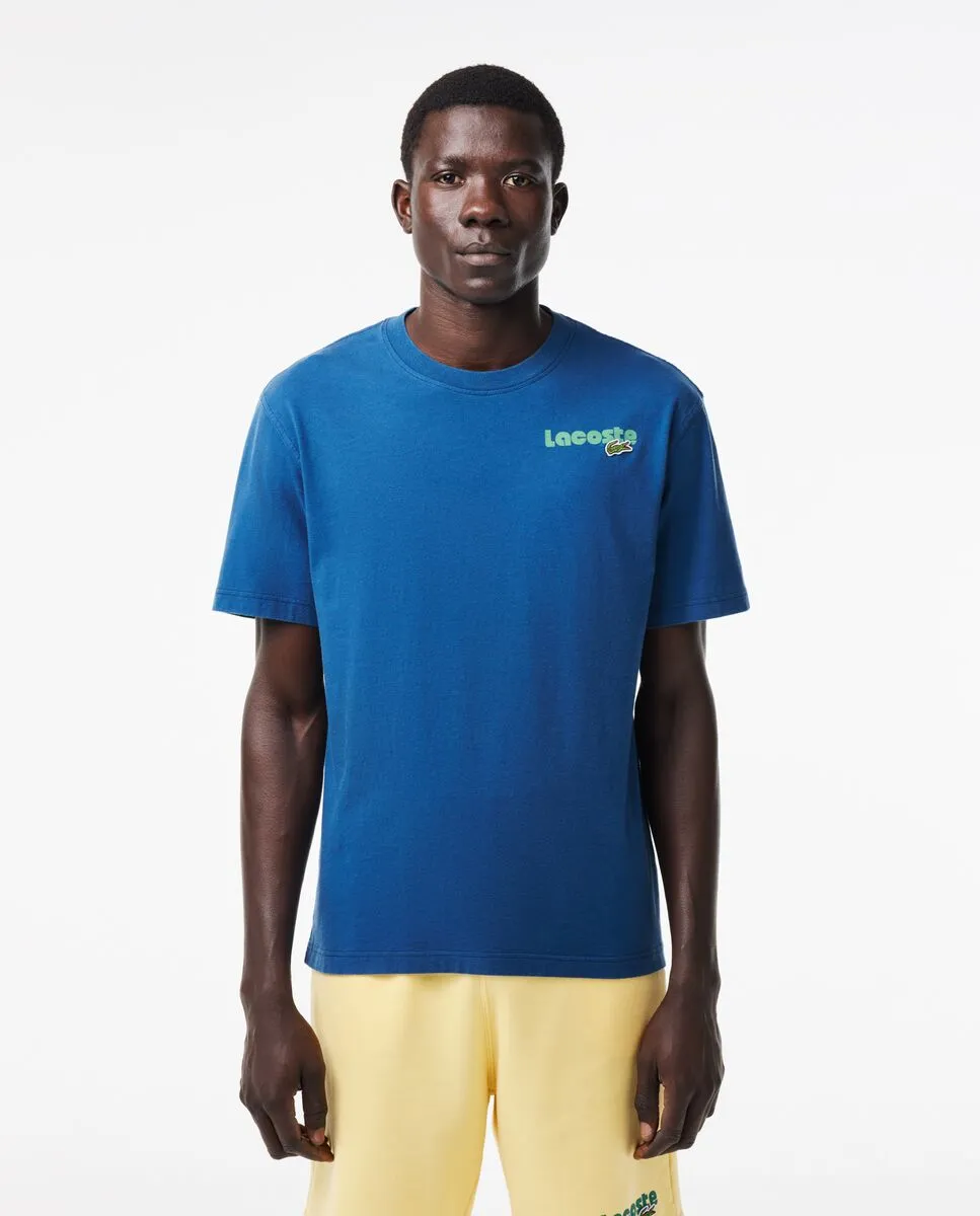 LACOSTE Washed Effect Ombr  Lacoste Print T-Shirt Blue