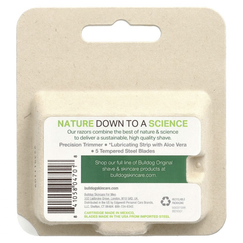 Bulldog Skincare For Men, Оригинальные сменные картриджи со стальными лезвиями, 4 картриджа с 5 лезвиями