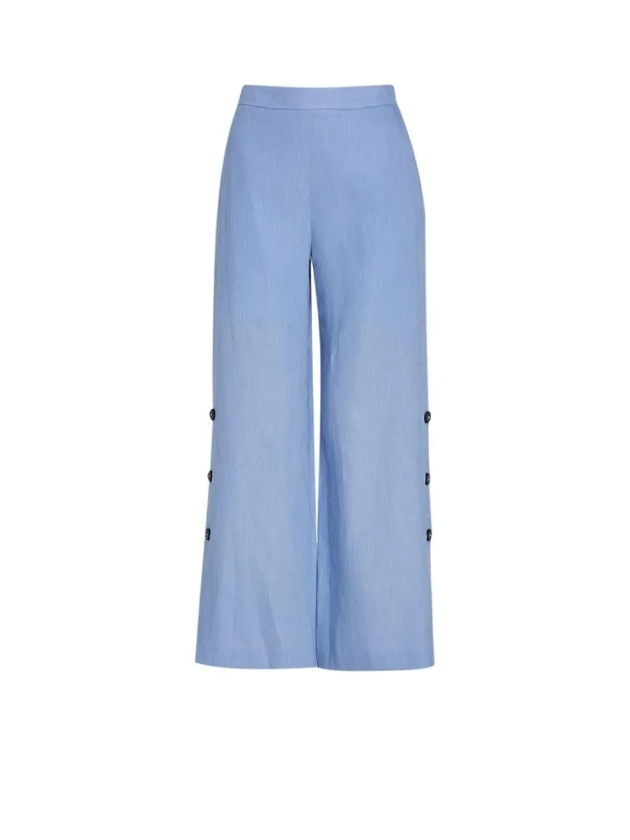 MONARCH Light Blue Linen Culottes Pants No.M97P165054