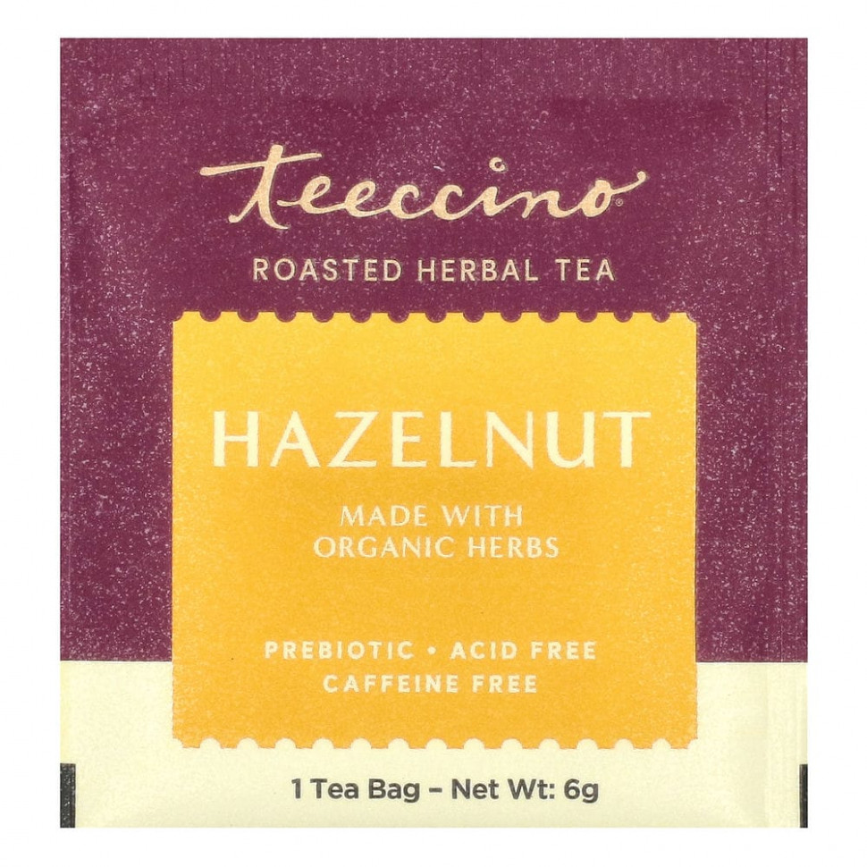 Teeccino, чай из обжаренных трав, вкус лесного ореха, без кофеина, 25 чайных пакетиков, 150 г (5,3 унции)