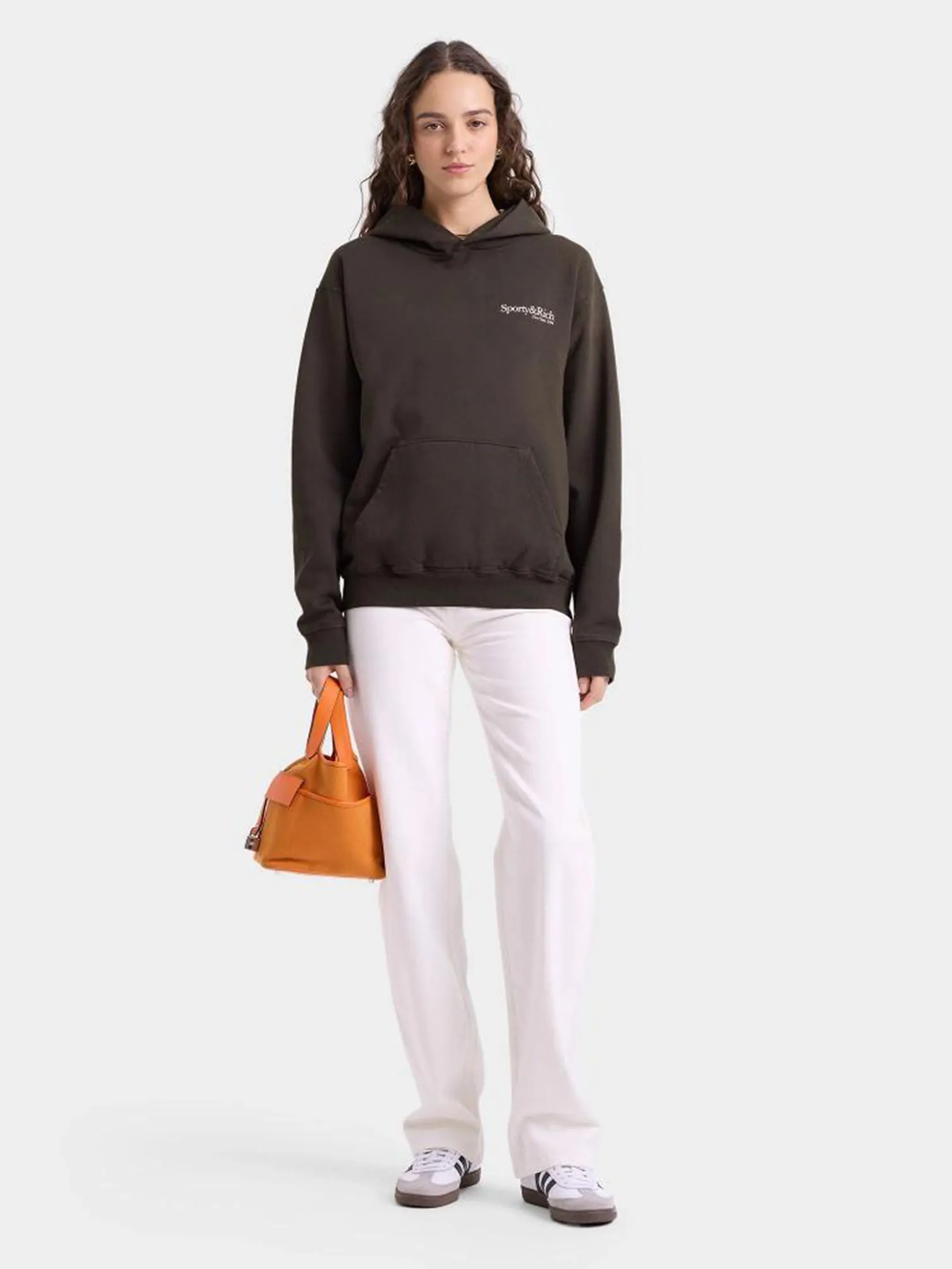 SPORTY & RICH Unisex Hoodie HWCNY Faded Black/White