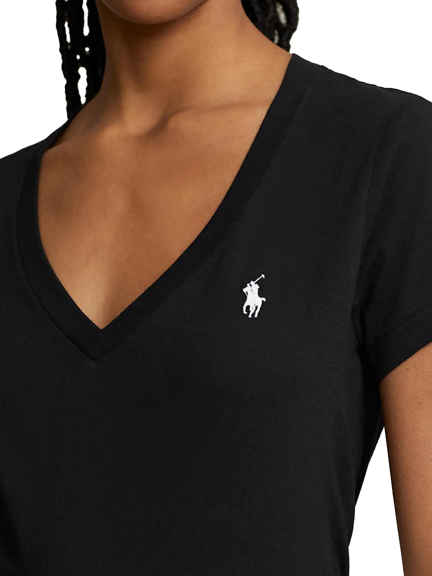 POLO RALPH LAUREN Women Tee-Cotton Jersey V-Neck Tee WMPOKNINCU20698-Black