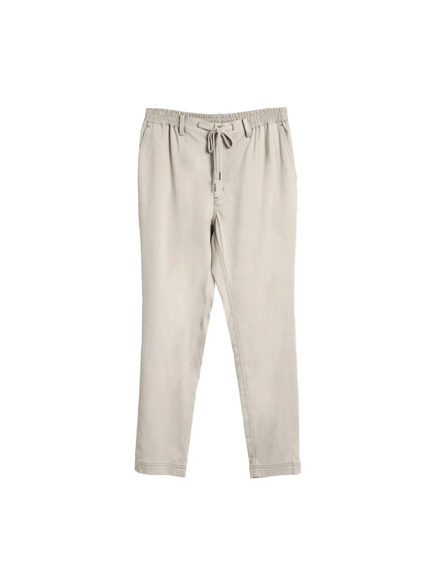 TAKEO KIKUCHI MEN BEIGE ECO DENIM STRETCH EASY PANTS