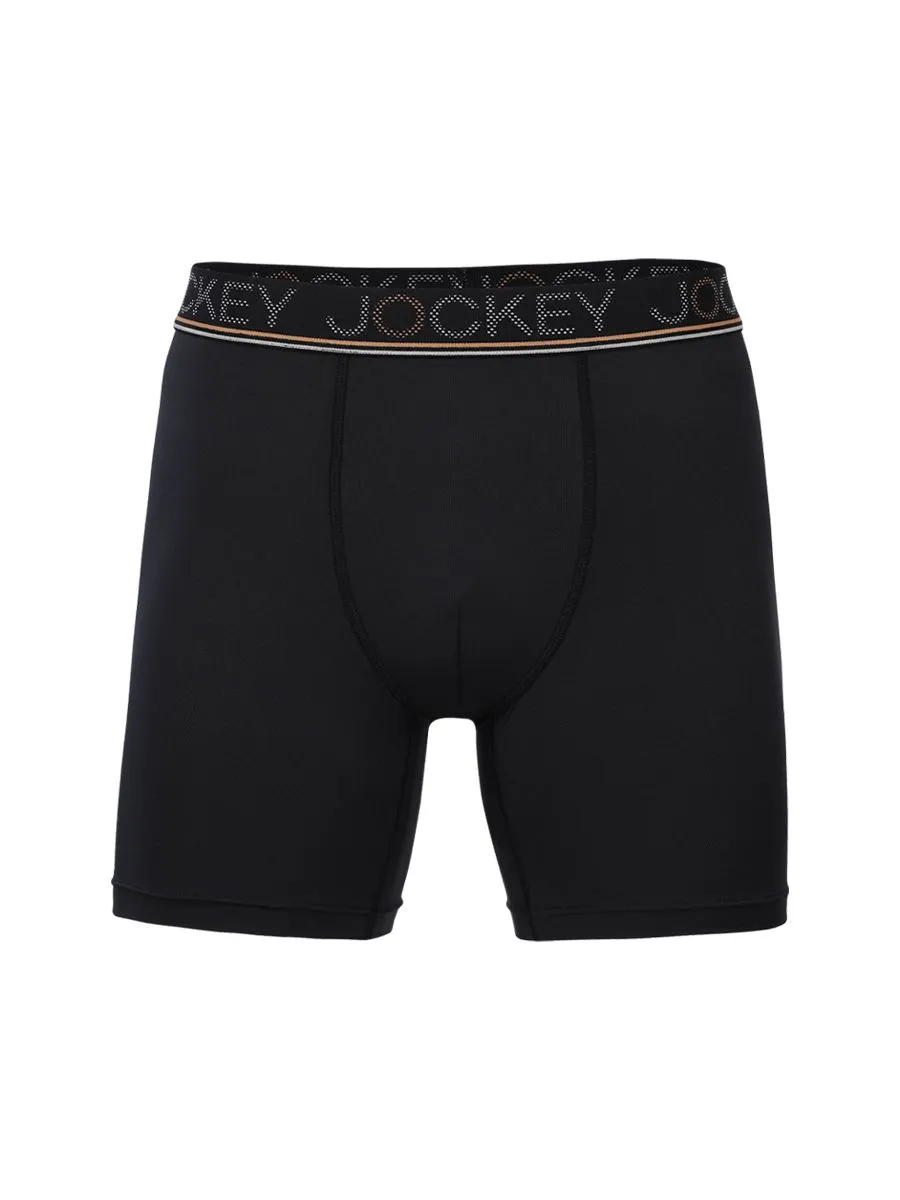 JOCKEY UNDERWEAR Men's COOLING JADE BOXER TRUNK BLACK