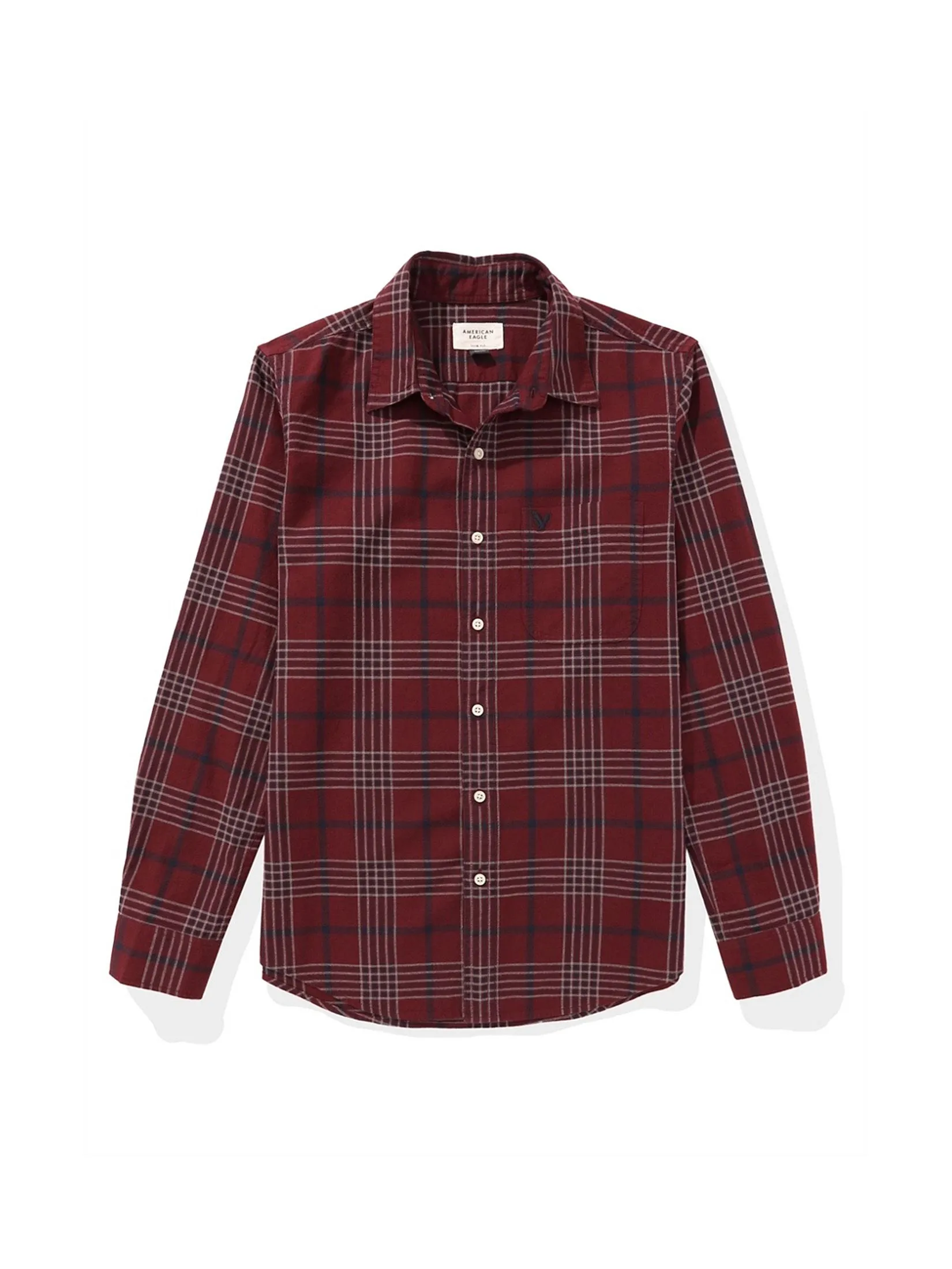 AMERICAN EAGLE MEN CARSON PLAID SF CSC LW HARVARD OXFORD SHIRT 600 RED