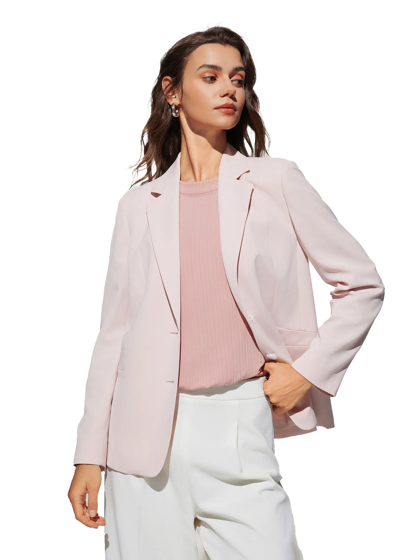 G2000 Women Clothing Cooling Multi-Way Stretch Suit Blazer Relaxed Fit - Pink