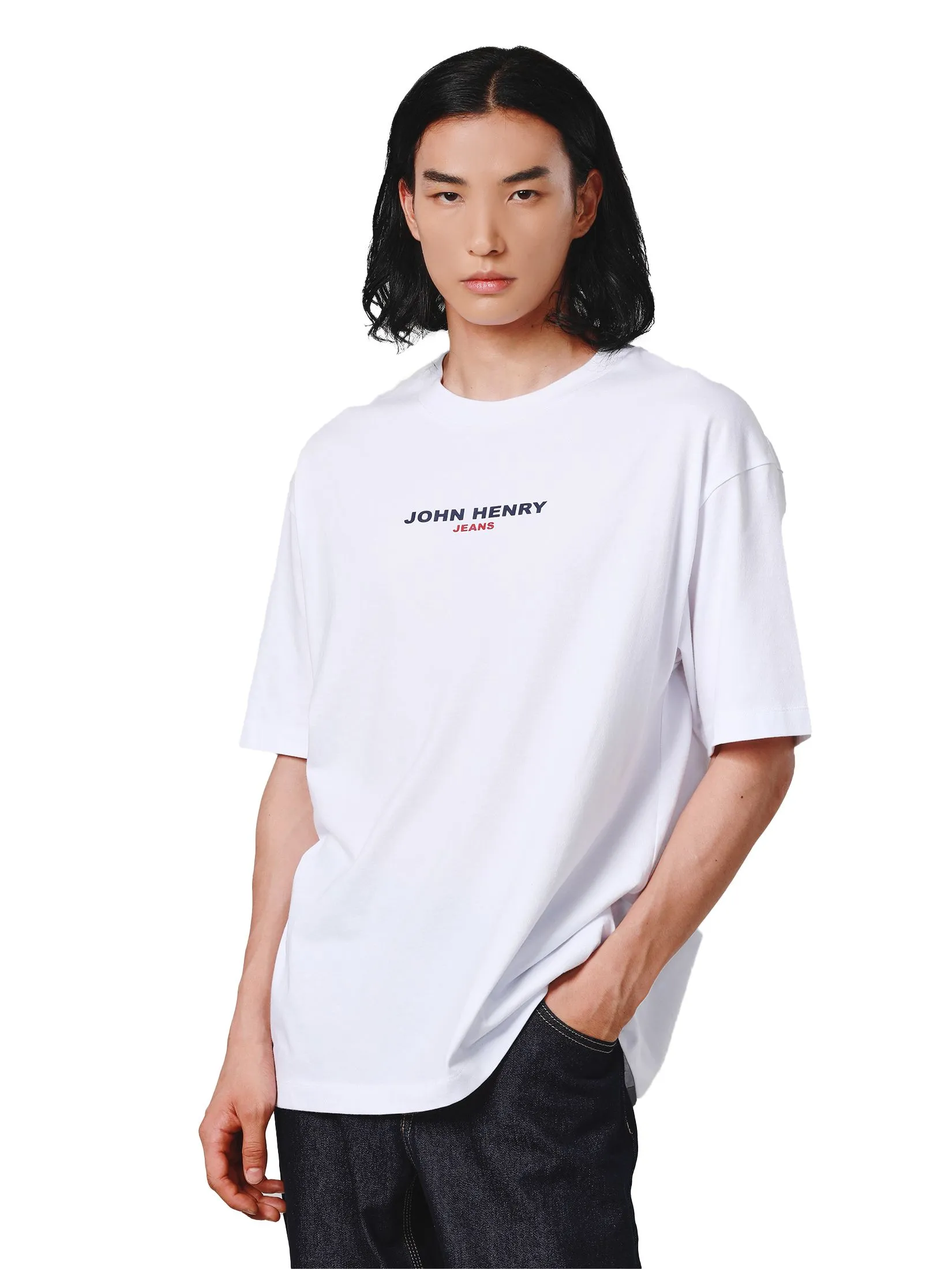 JOHN HENRY Men's T-Shirts (Oversize Fit) DENIM White