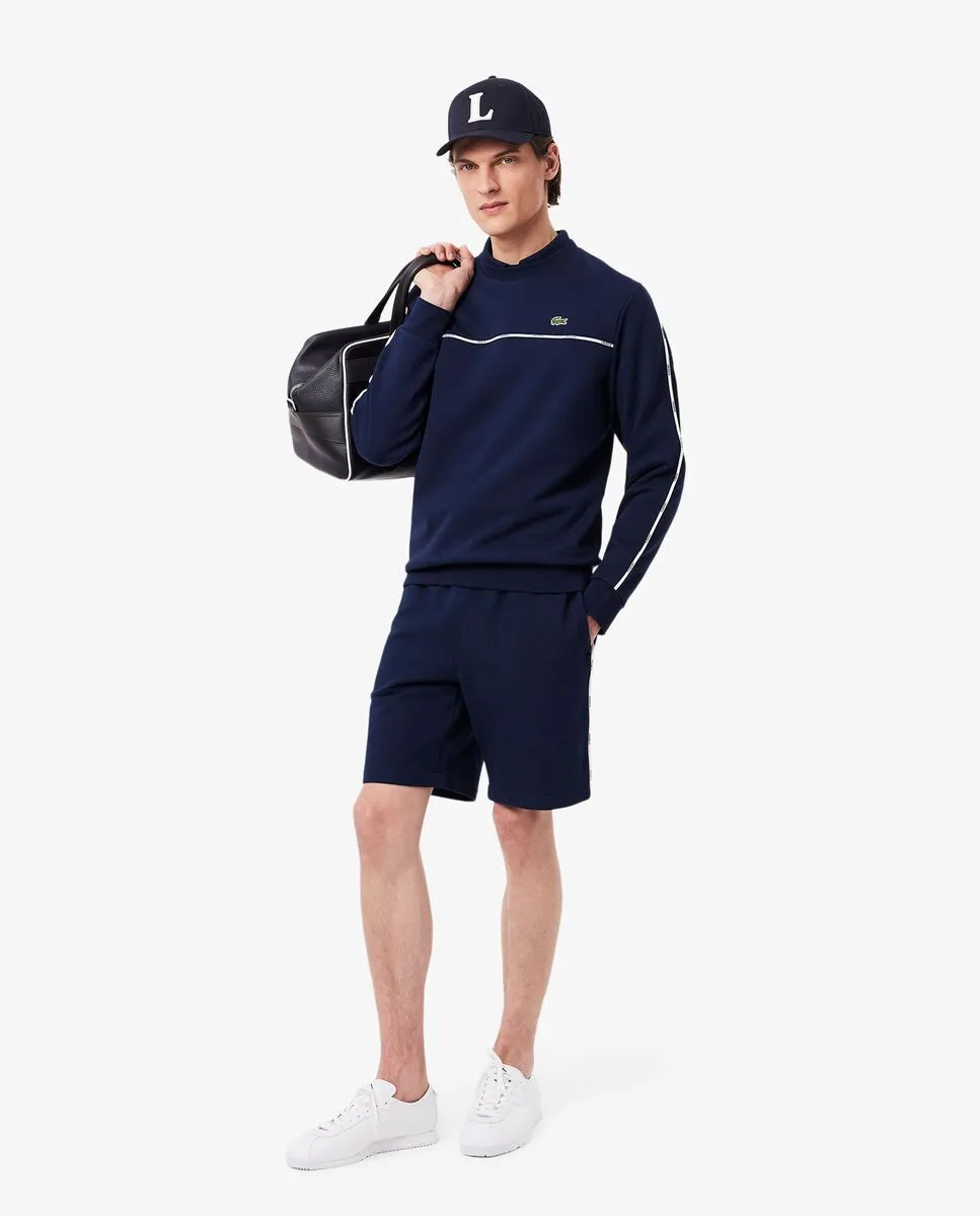 LACOSTE Logo Trim Fleece Sweatshirt Blue