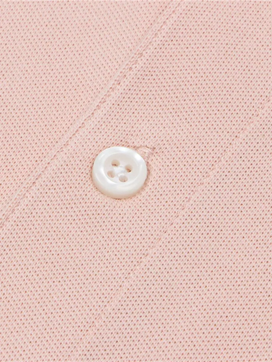 GIORDANO Men's Slim Fit 3D Lion Embroidery Polo Evening Sand Pink