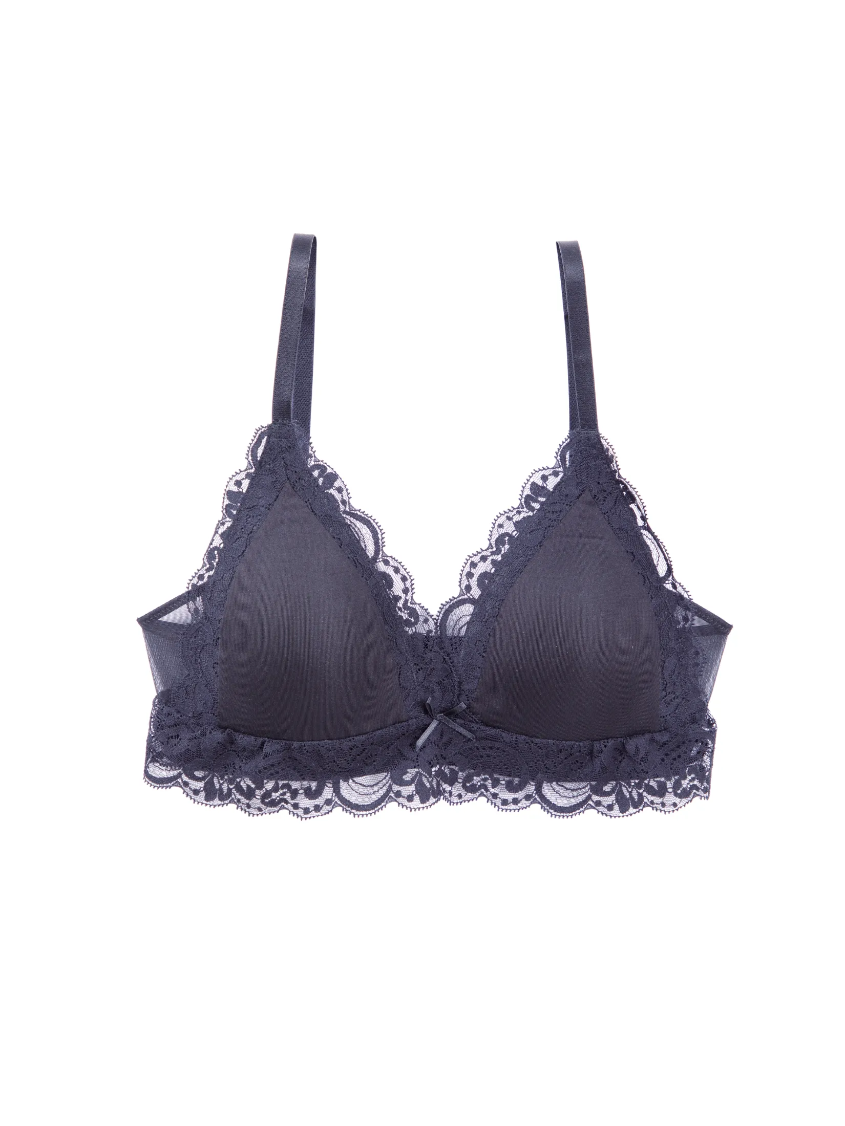 BSC LINGERIE Women's Wireless Bra with Removable Padding Triangle Cups BB3583BL – Black