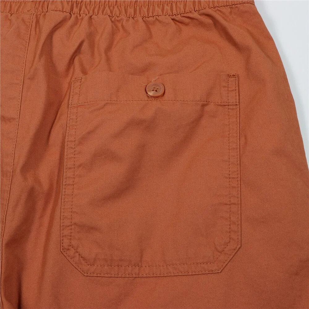 GIORDANO Orange Men's Mid-Rise Slim Fit Elastic Waist Twill Bermuda Shorts