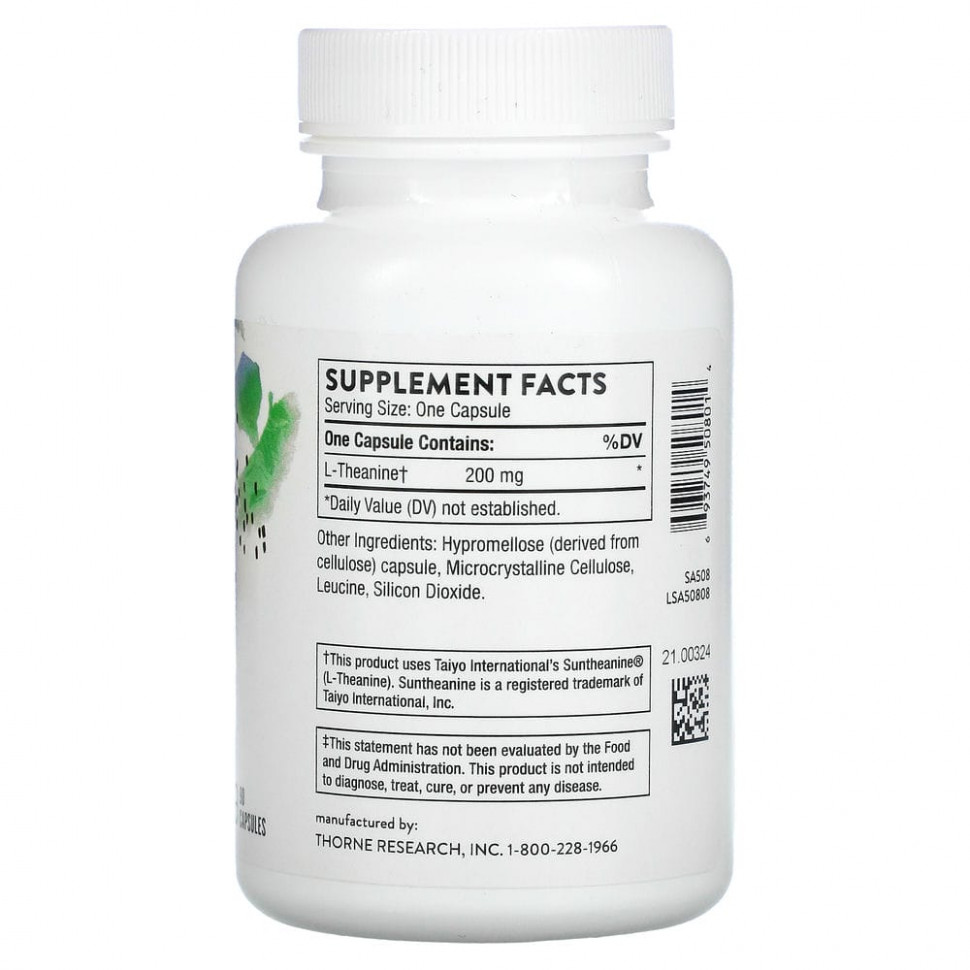 Thorne Research, Теанин, 90 вегетарианских капсул