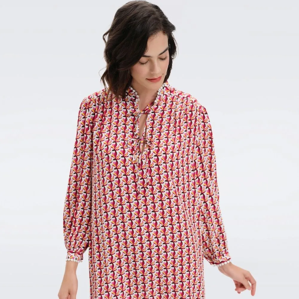 DIANE VON FURSTENBERG DVF PRUDENCE DRESS FLEURGEO SIGNATURE PINK