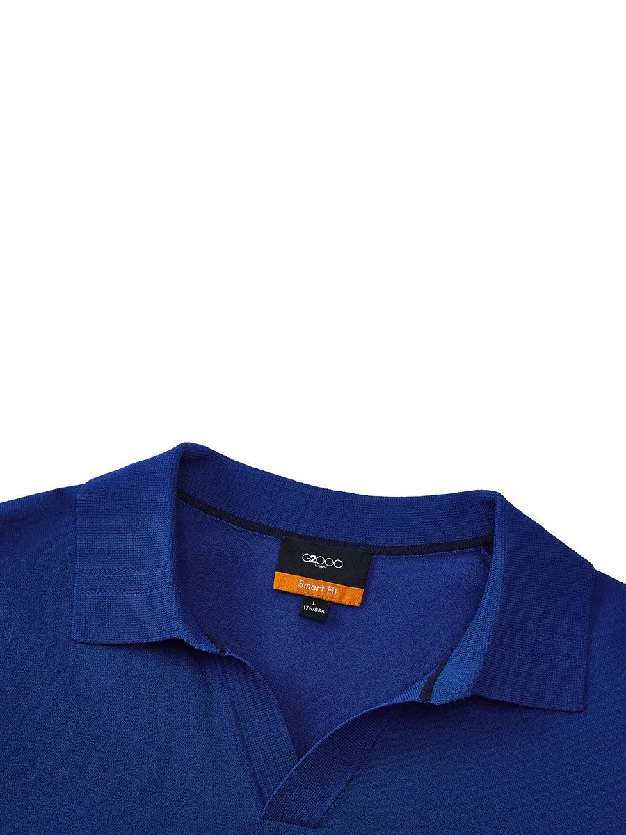 G2000 Men Clothing Viscose Poly Open Collar Polo Smart Fit - Dark Blue