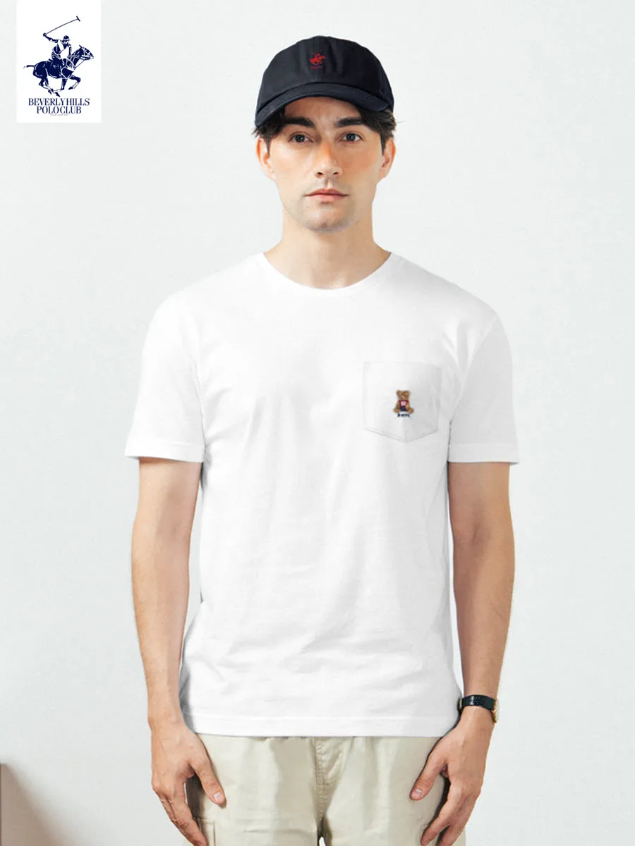 BEVERLY HILLS POLO CLUB White Unisex T-Shirt REGULAR-FIT Model BNSR166