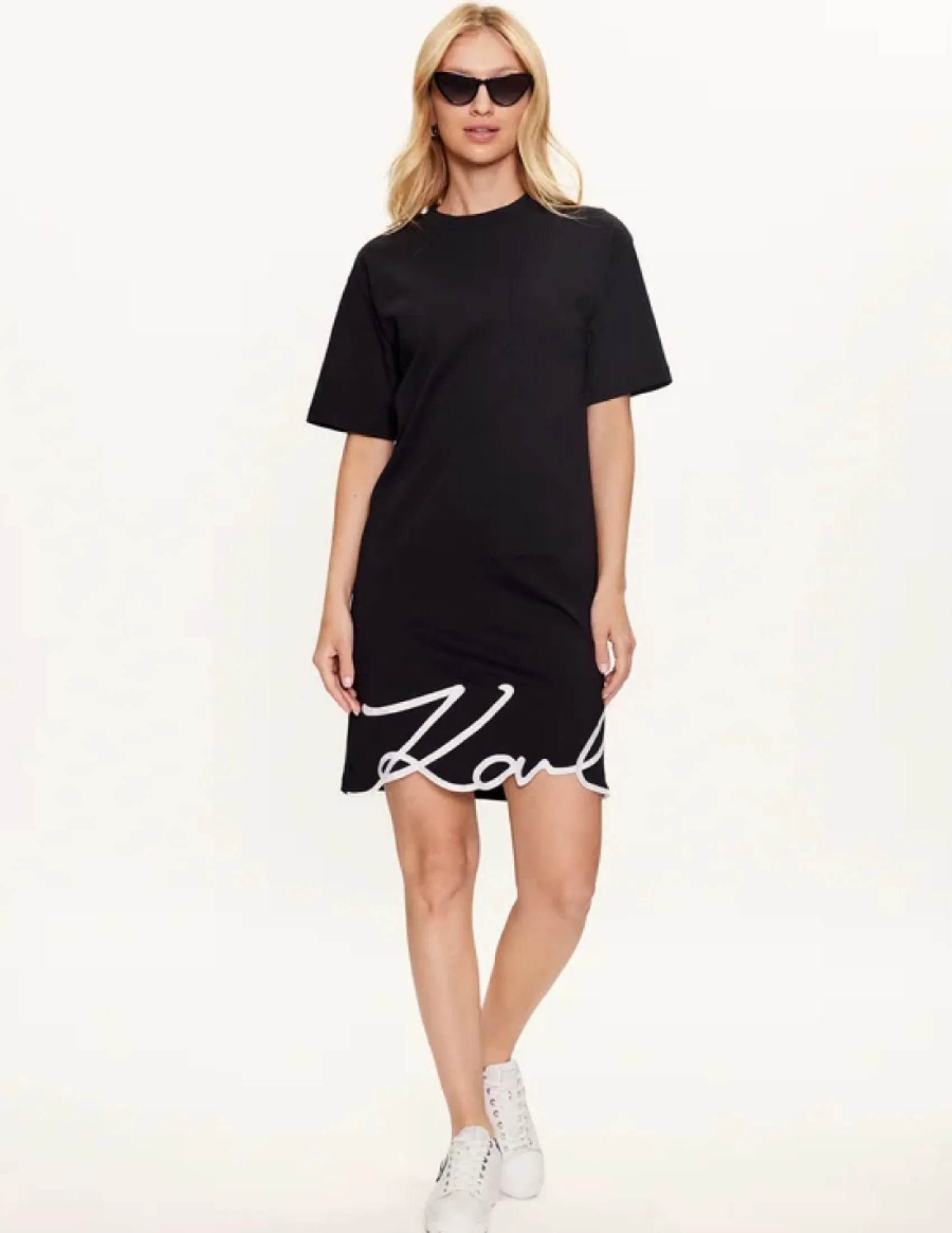 KARL LAGERFELD KARL SIGNATURE HEM WOMEN DRESS BLACK