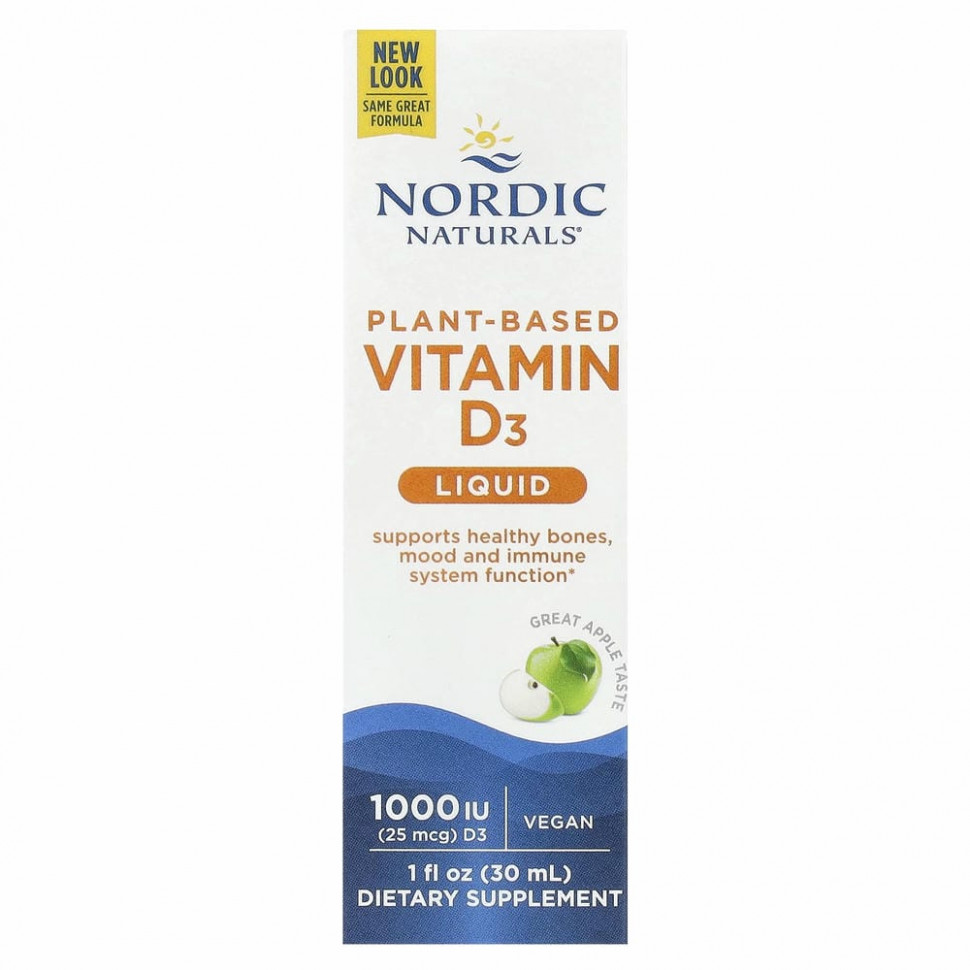 Nordic Naturals, жидкий растительный витамин D3, 1000 МЕ, 30 мл (1 жидк. унция)