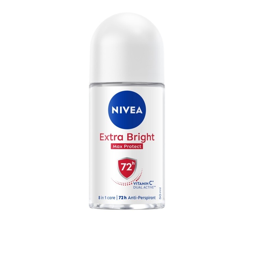 Nivea Roll On Extra Bright Max Protect 50 Ml. โรลออน ลดเหงื่อ ระงับกลิ่นกาย