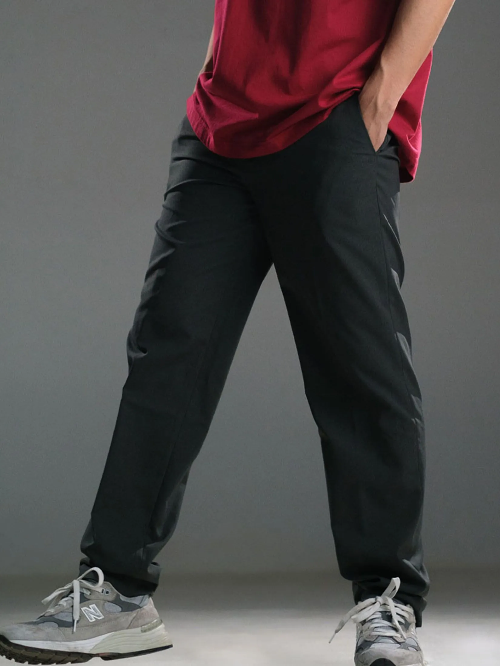 ERA-WON Men's Pants Relaxed workday Relaxed straight legs Dark grey