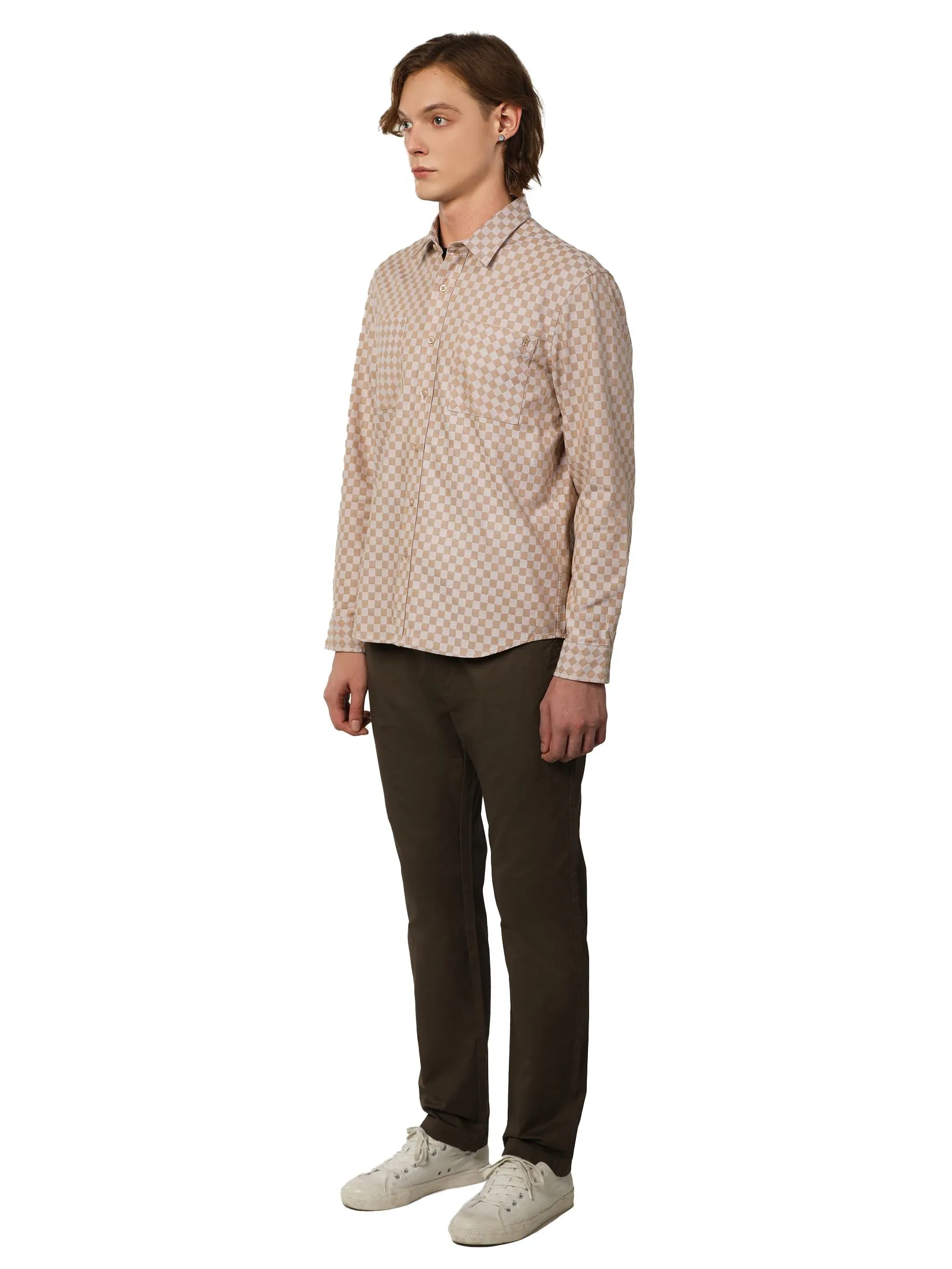 JOHN HENRY Men's Long Sleeves Shirts (Regular Fit) ICONIC AF Khaki