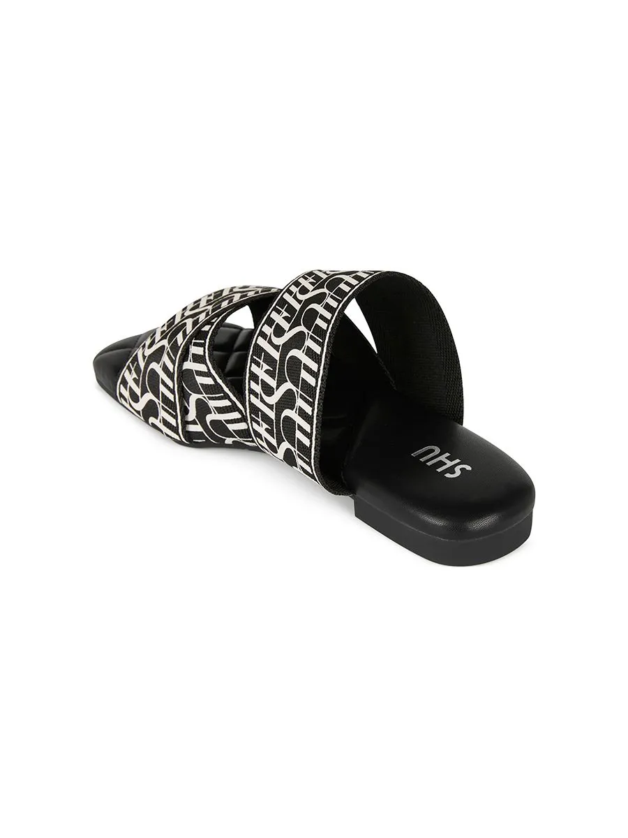 SHU WOMEN  PALETTE SOFT SIGNET ON CANVAS SANDALS - BLACK