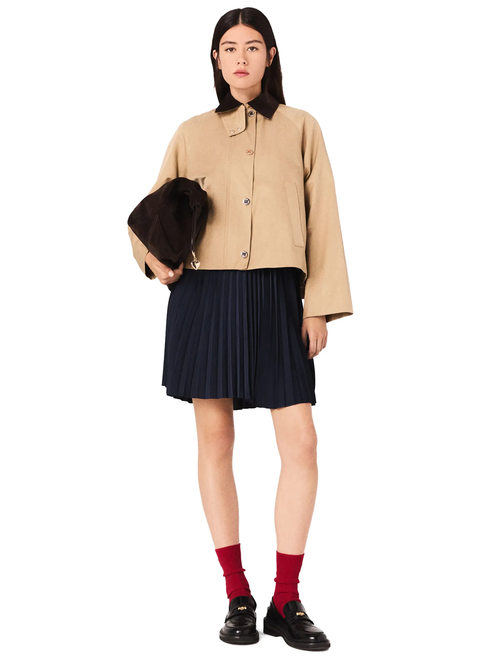 MAJE Women Trapeze Jacket With Contrast Collar