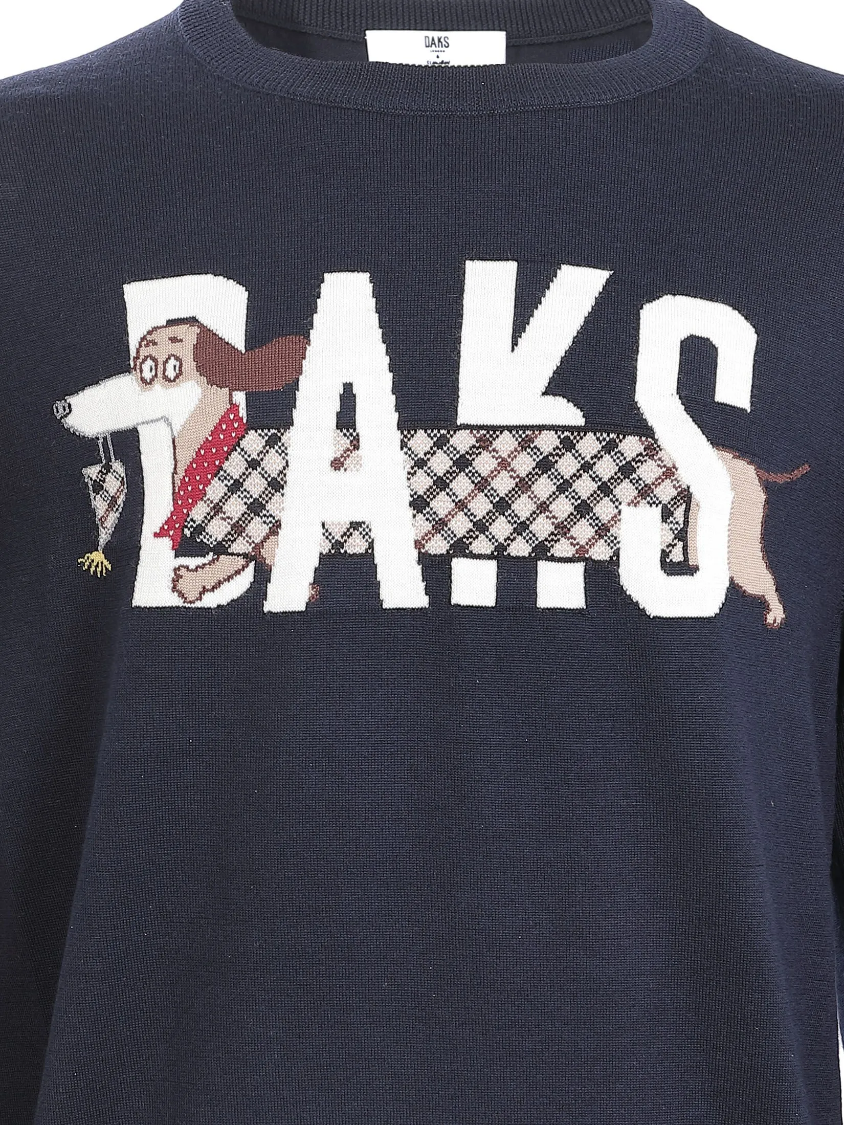 DAKS Men's DAKS Round Neck Long Sleeve Sweater Navy