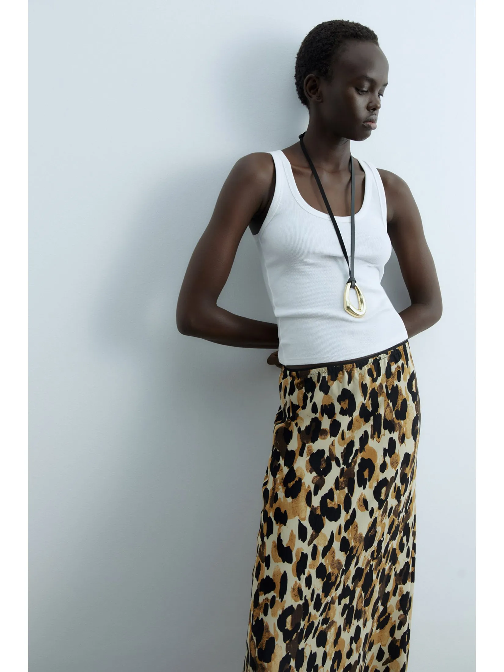 SFERA Women Skirt Printed Midi Dark Brown