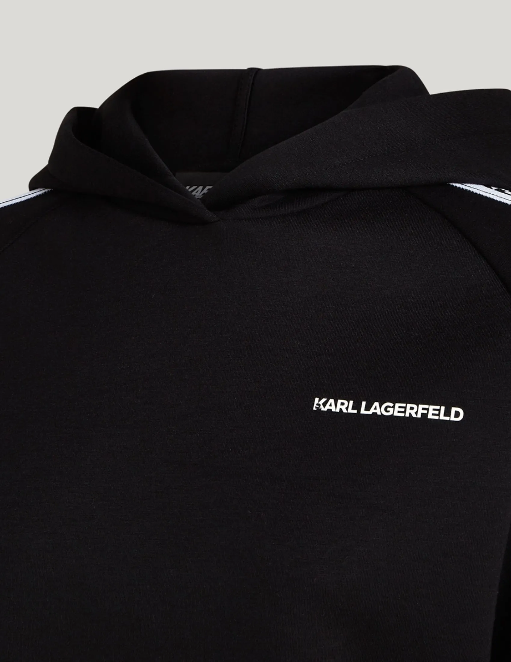 KARL LAGERFELD RTW-1 LOGO TAPE MEN HOODIE BLACK