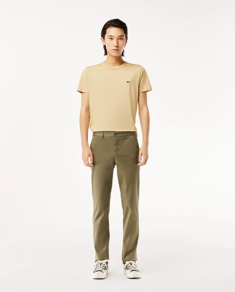 LACOSTE Men’s New Classic Slim Fit Stretch Cotton Trousers Khaki Green