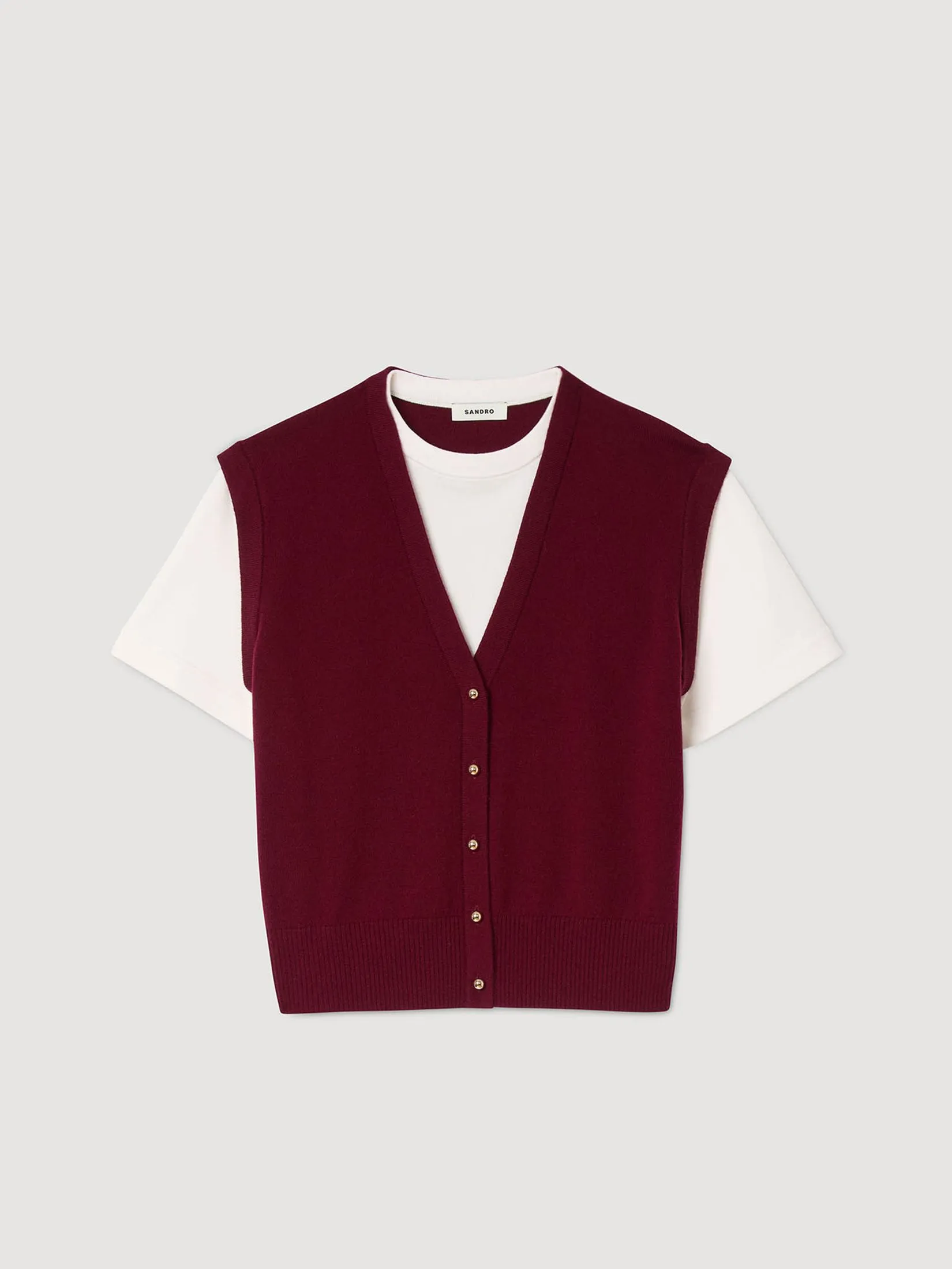 SANDRO Two-Tone Wool and Cashmere Sweater