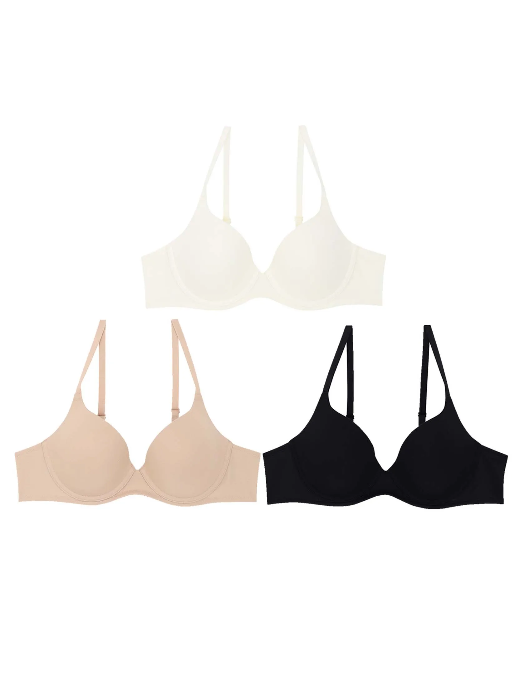 WACOAL Women Surprise Seamless underwire bra Set 3 Pcs. Multicolor (Black Cream Beige)