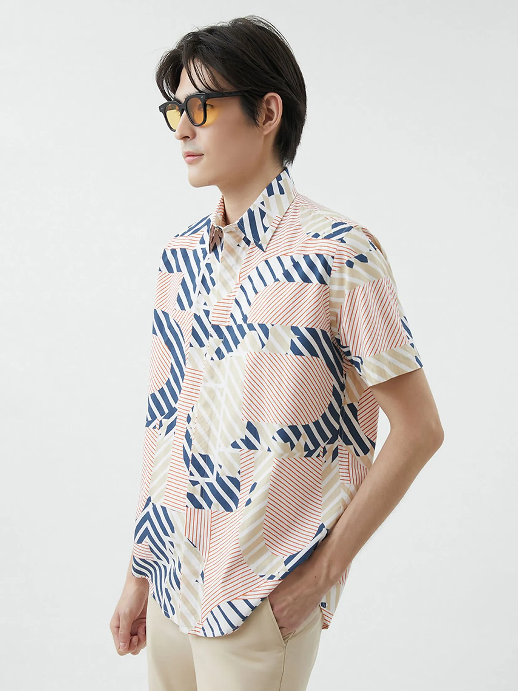 DAPPER DAPPER Logo Contrast Striped Print Shirt Multicolor