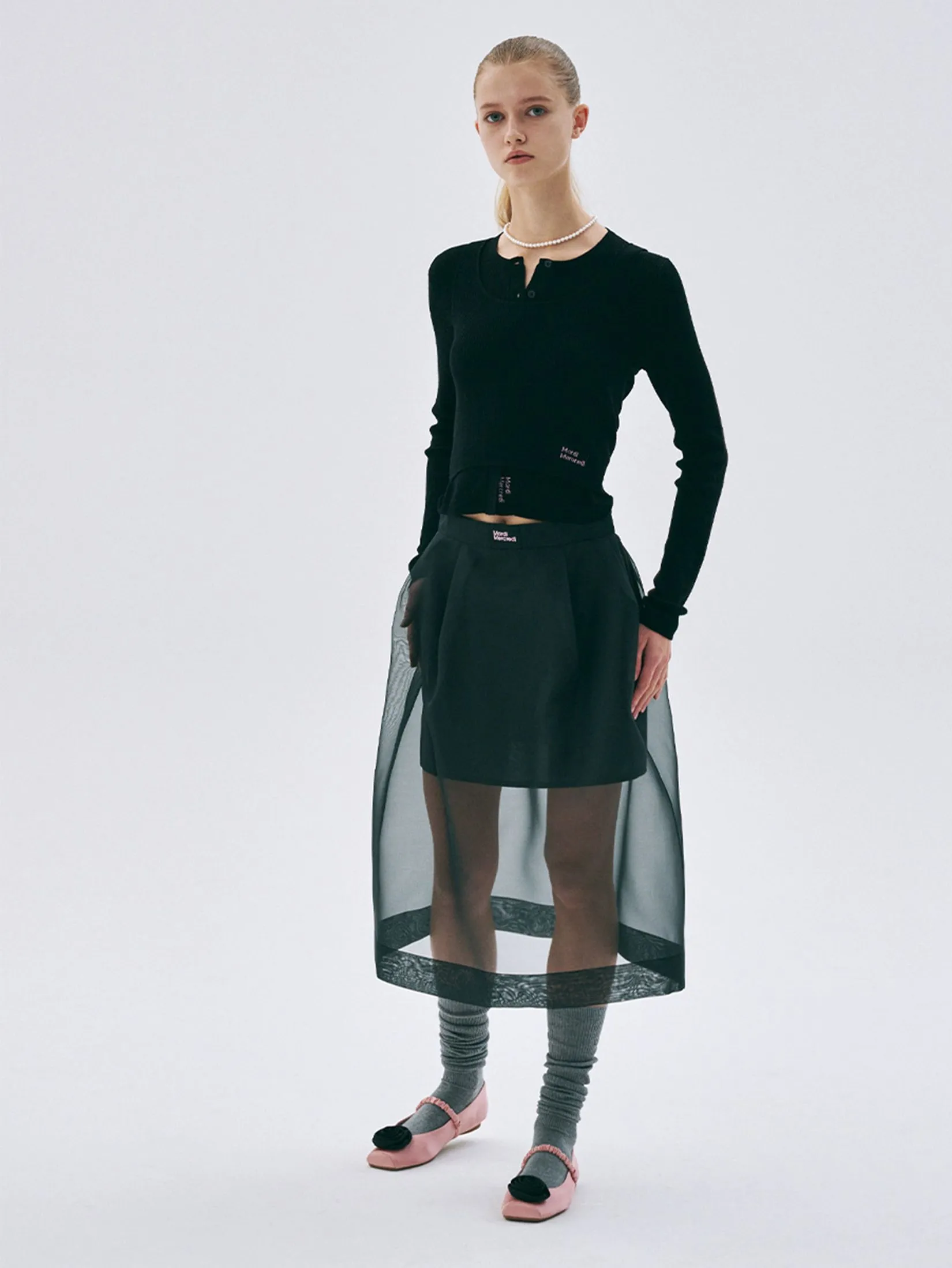 MARDI MERCREDI See-Through Layered Skirt Black M