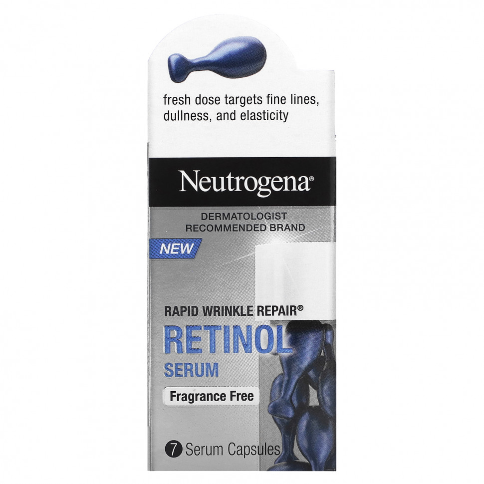 Neutrogena, Сыворотка с ретинолом, без отдушек, 7 капсул