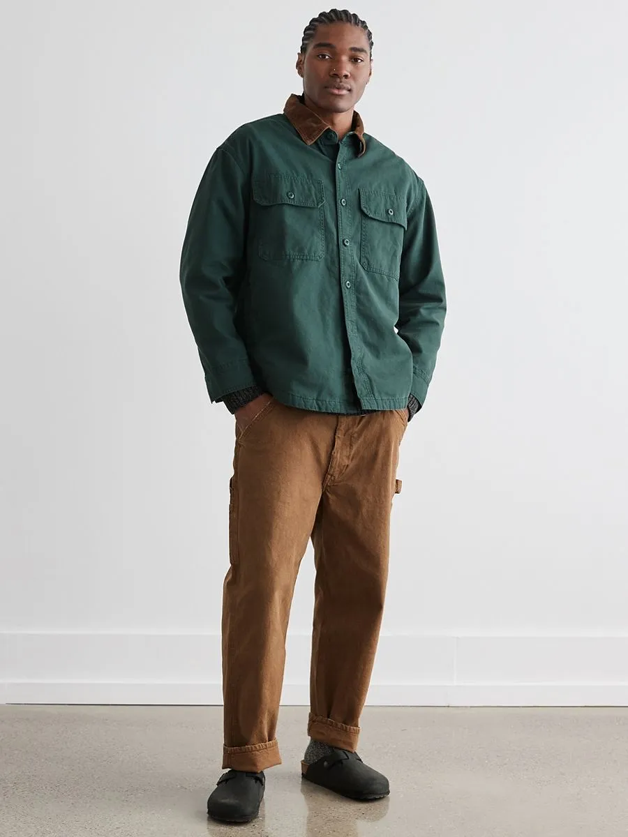 AMERICAN EAGLE MEN DARKEST SPRUCE FLANNEL LINED CANVAS OVERSHIRT 337 PINE