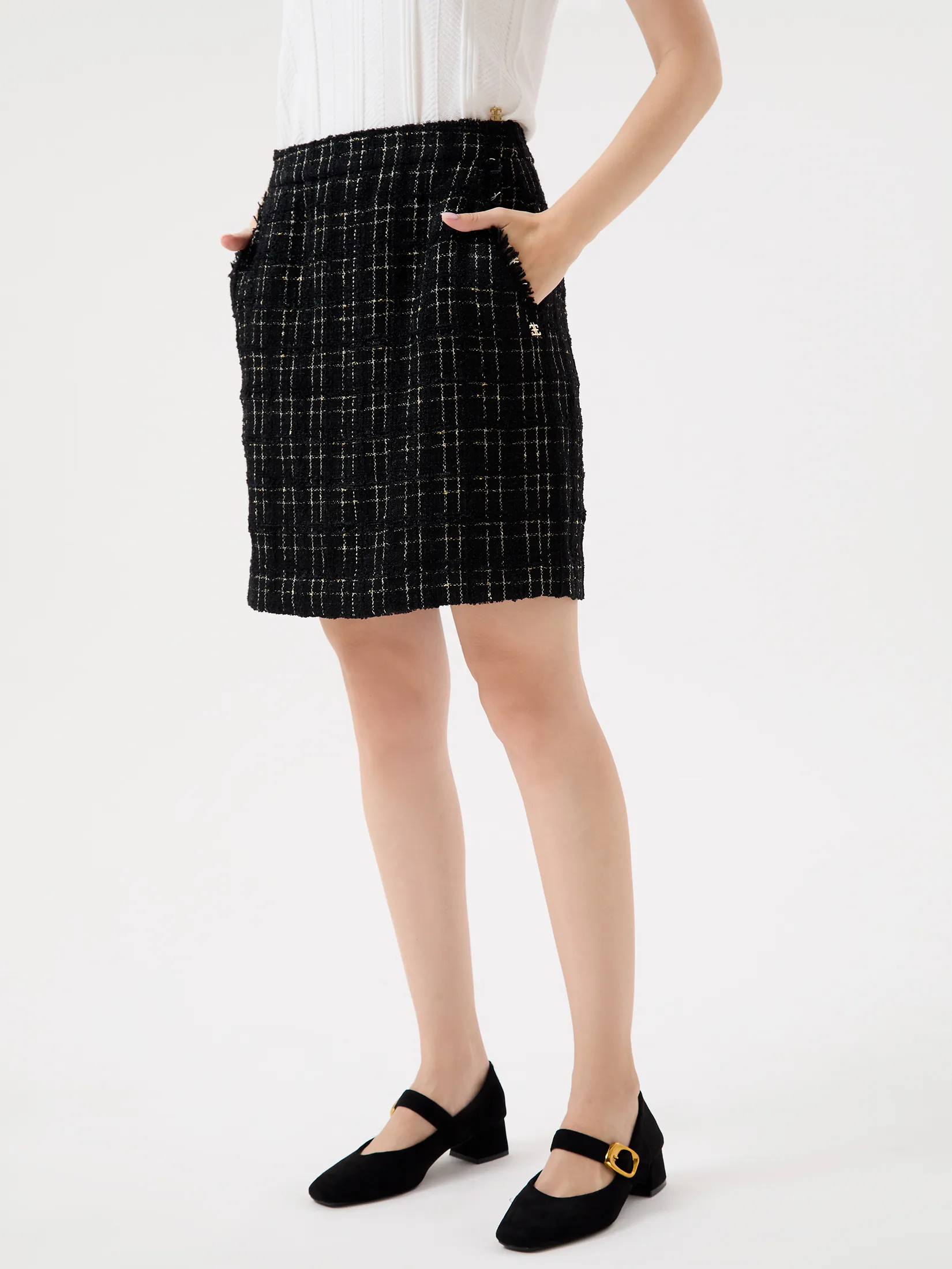 ESPADA Tweed Pencil Skirt Woman Black