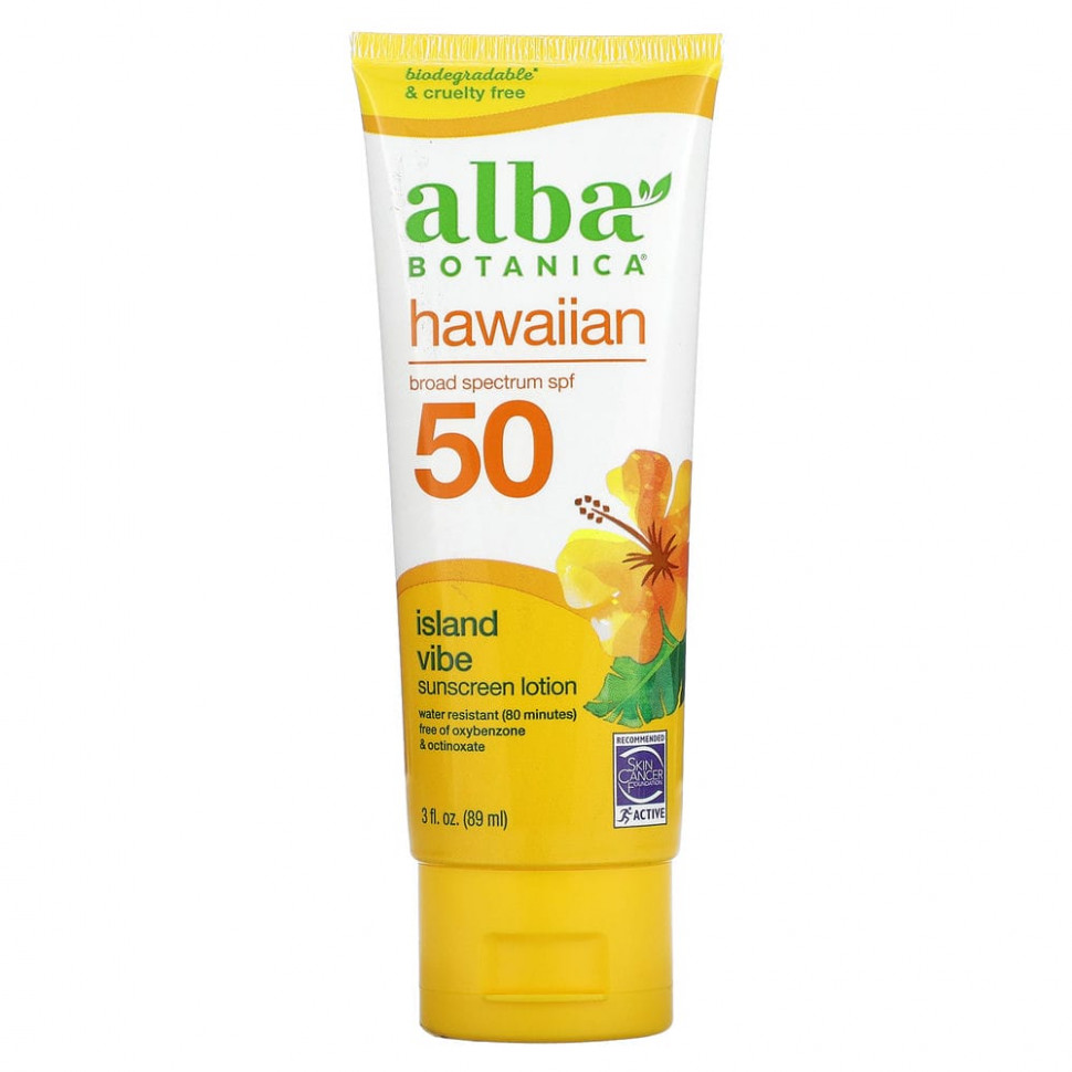 Alba Botanica, Натуральное гавайское солнцезащитное средство, SPF 45, 113 г (4 унции)