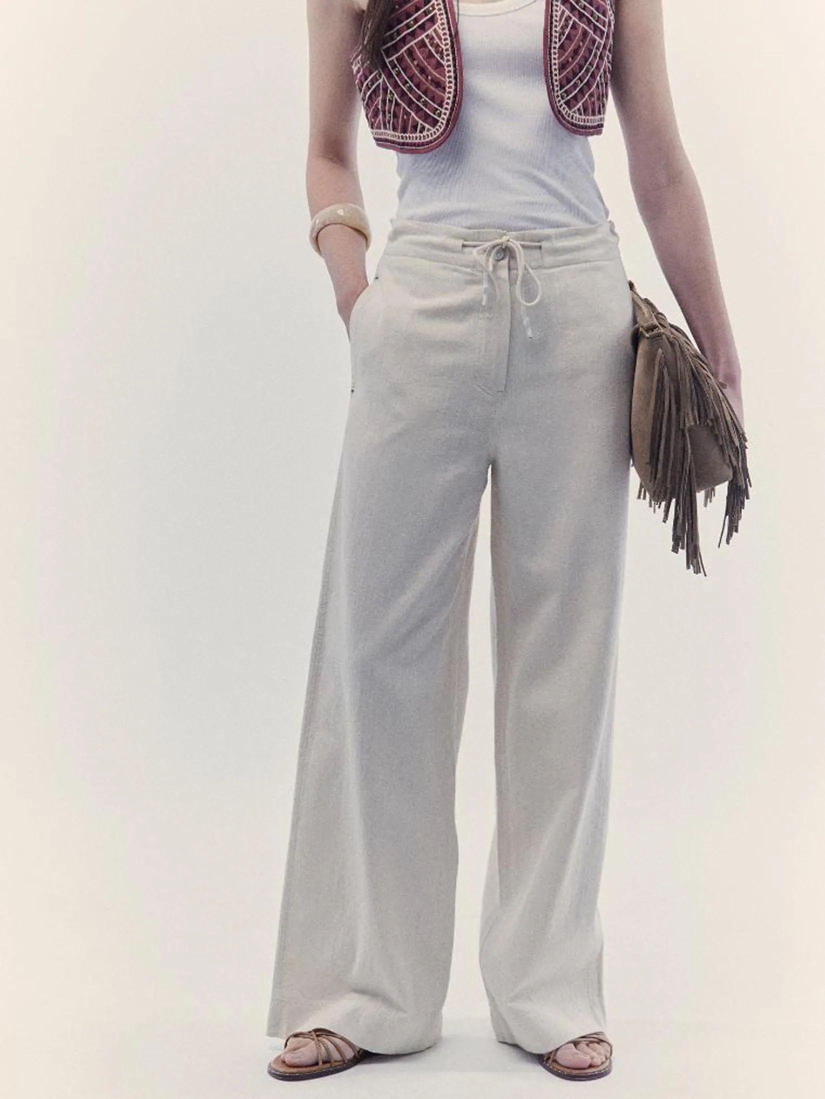 SFERA Women Trousers Linen Twill White