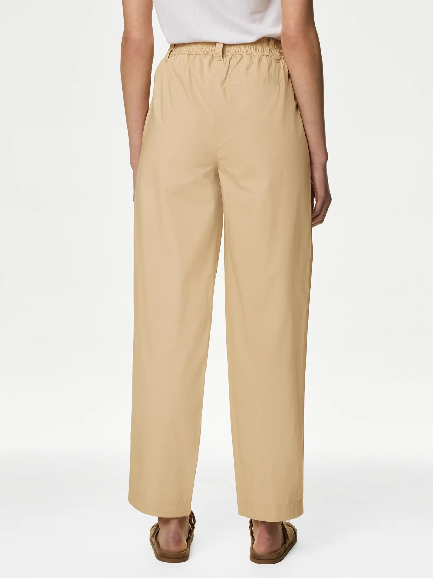 MARKS & SPENCER Women Trousers Pull On Straight Leg Pure Cotton