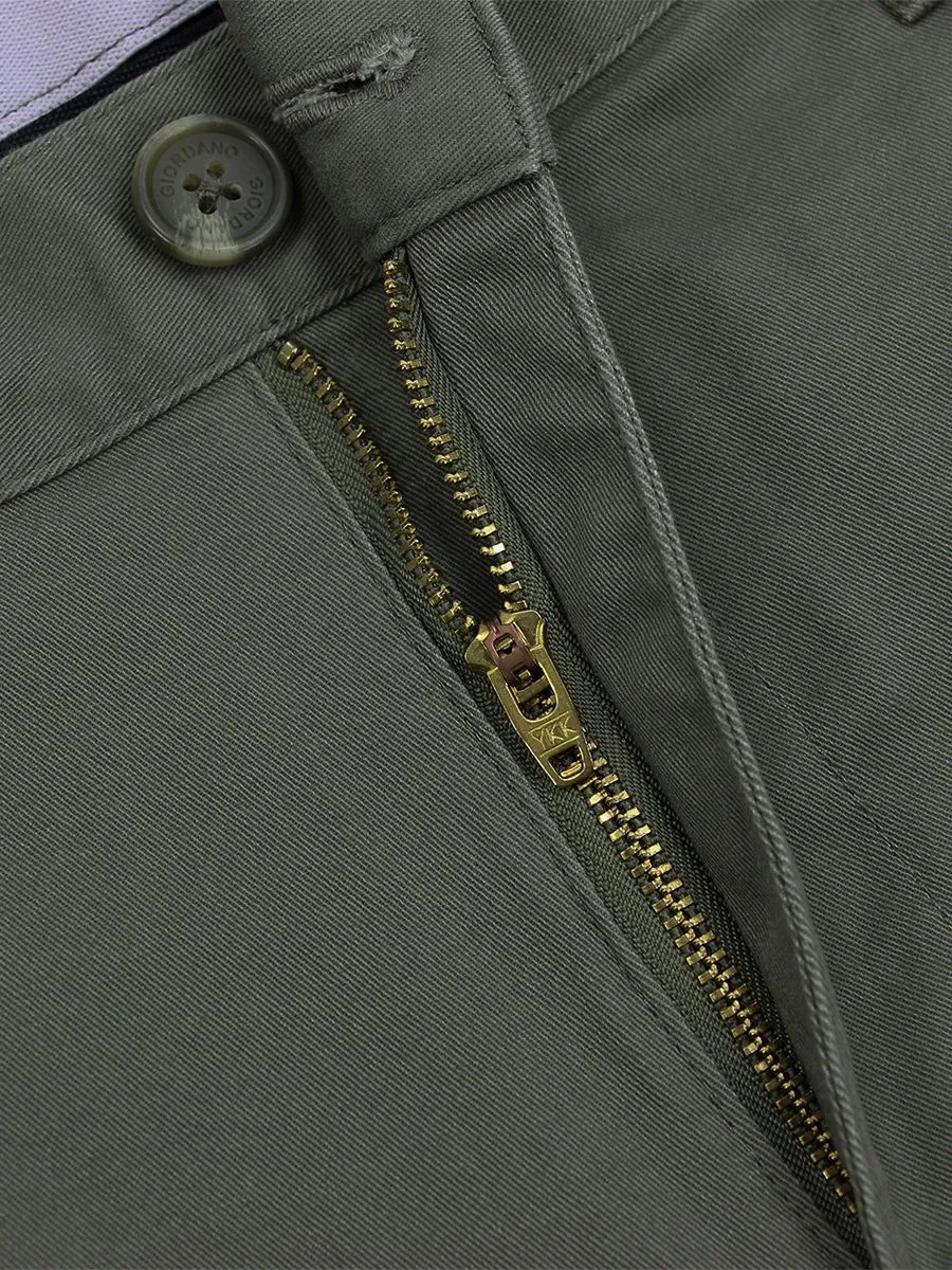 GIORDANO Men's Super Stretch Easy Care Pants (180 Waistband) Green dusty olive