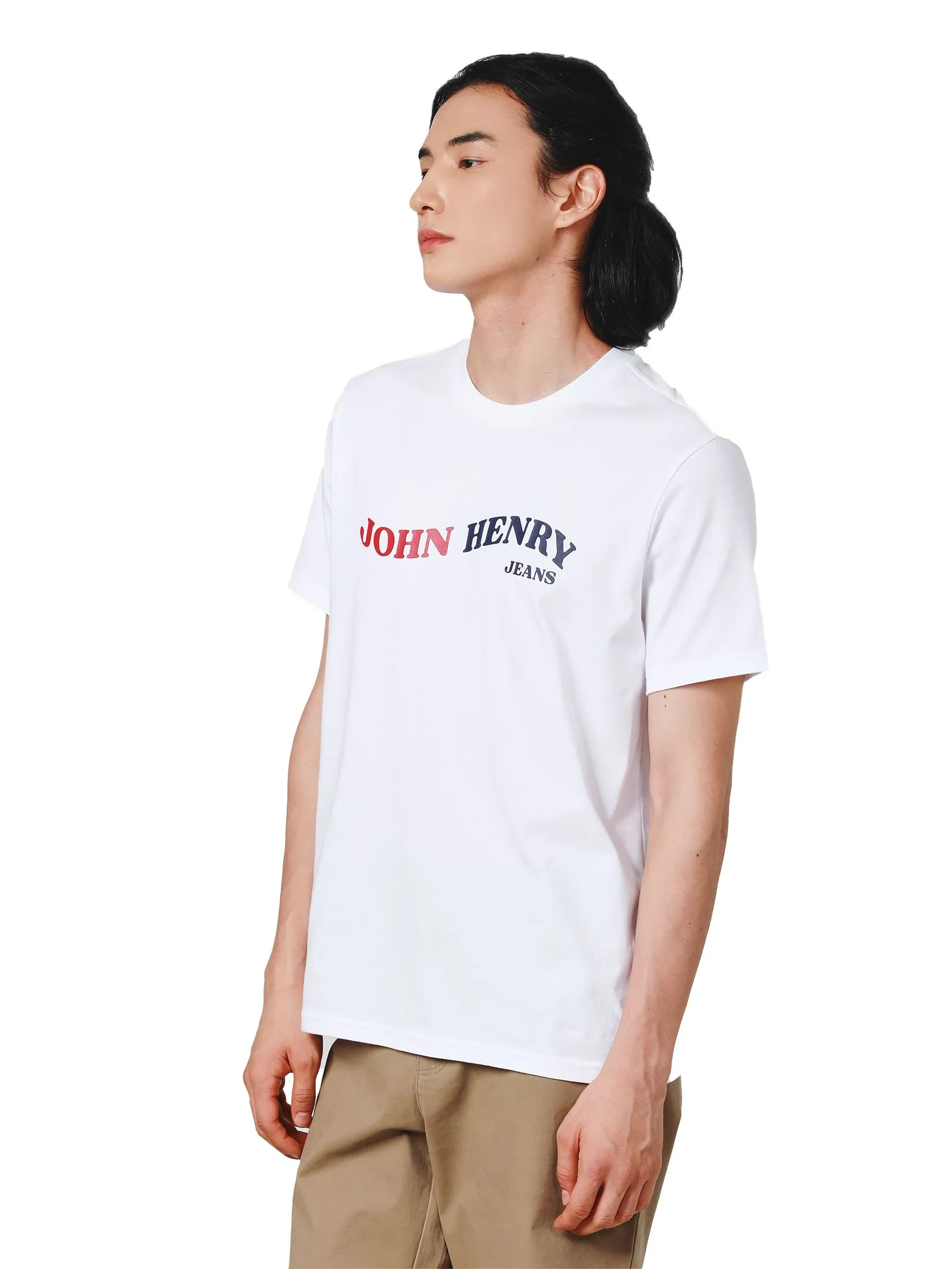 JOHN HENRY Men's T-Shirts (Slim Fit) DENIM White