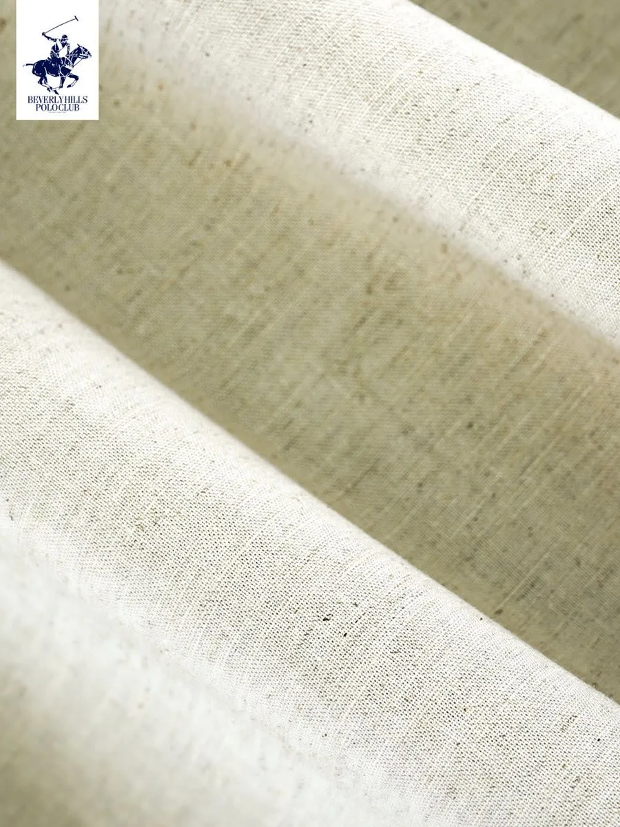 BEVERLY HILLS POLO CLUB Men Cotton Linen Relax Fit Shirt Long Sleeve, Light Grey