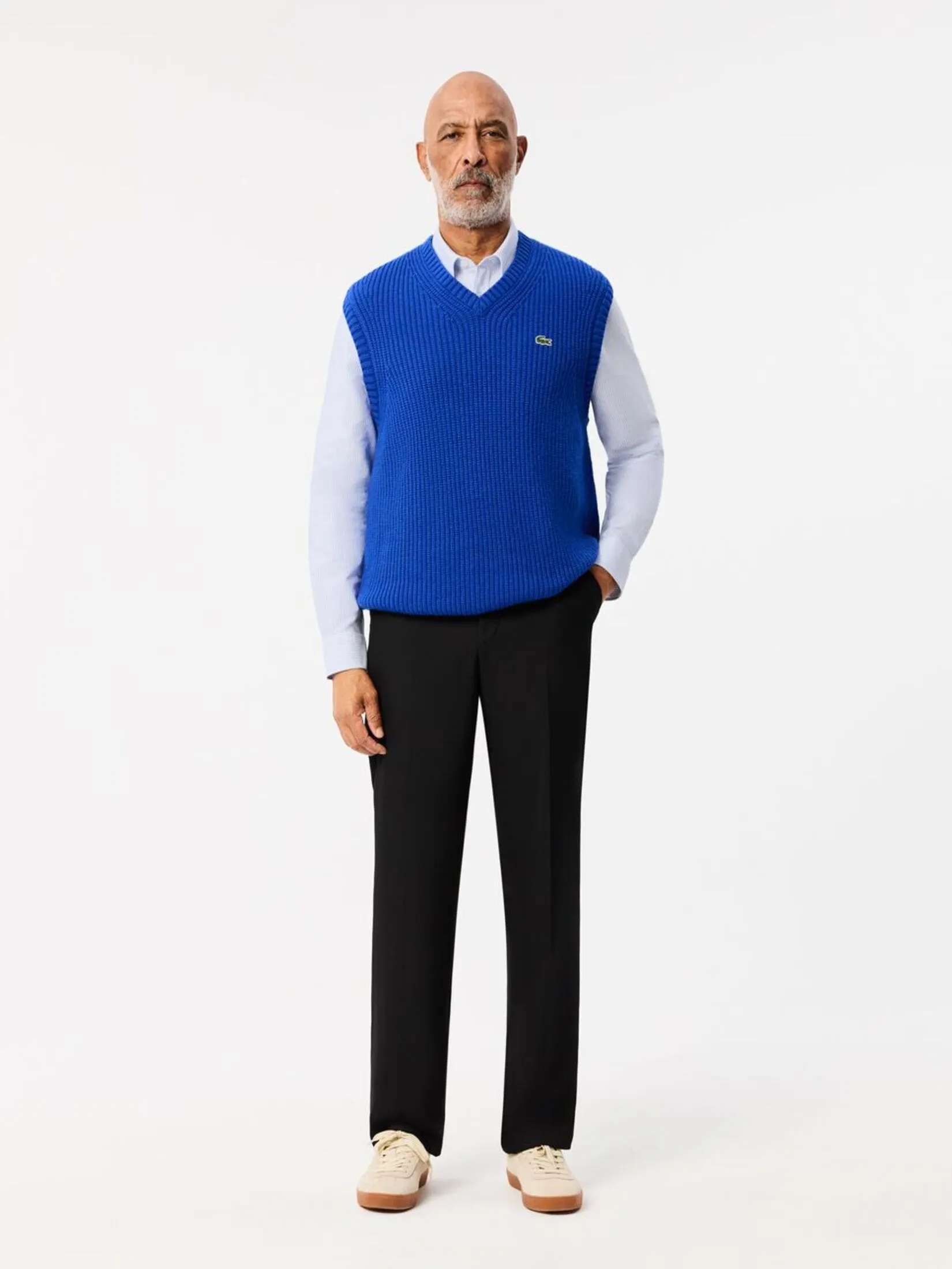 LACOSTE Regular Fit Striped Oxford Shirt Blue