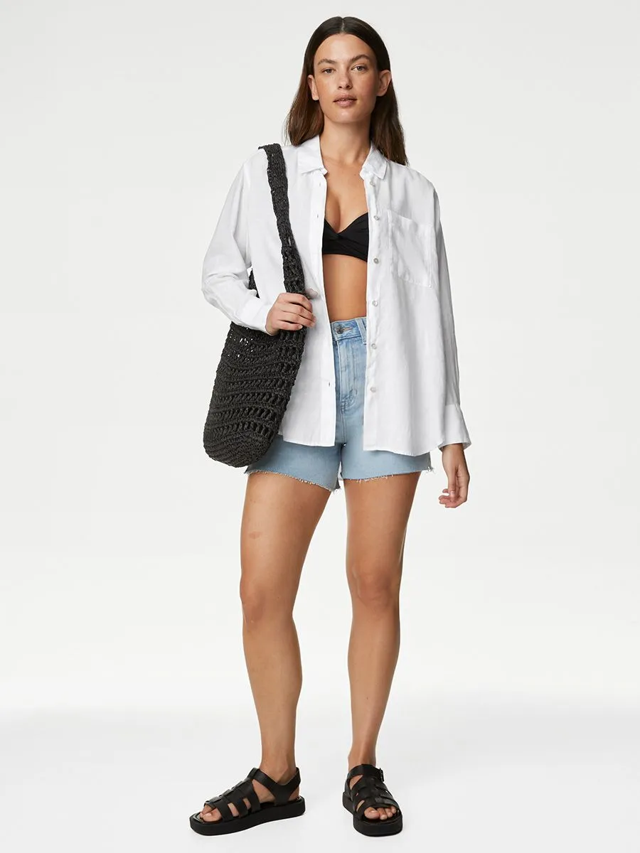 MARKS & SPENCER Women Shirt Relaxed Pure Linen White