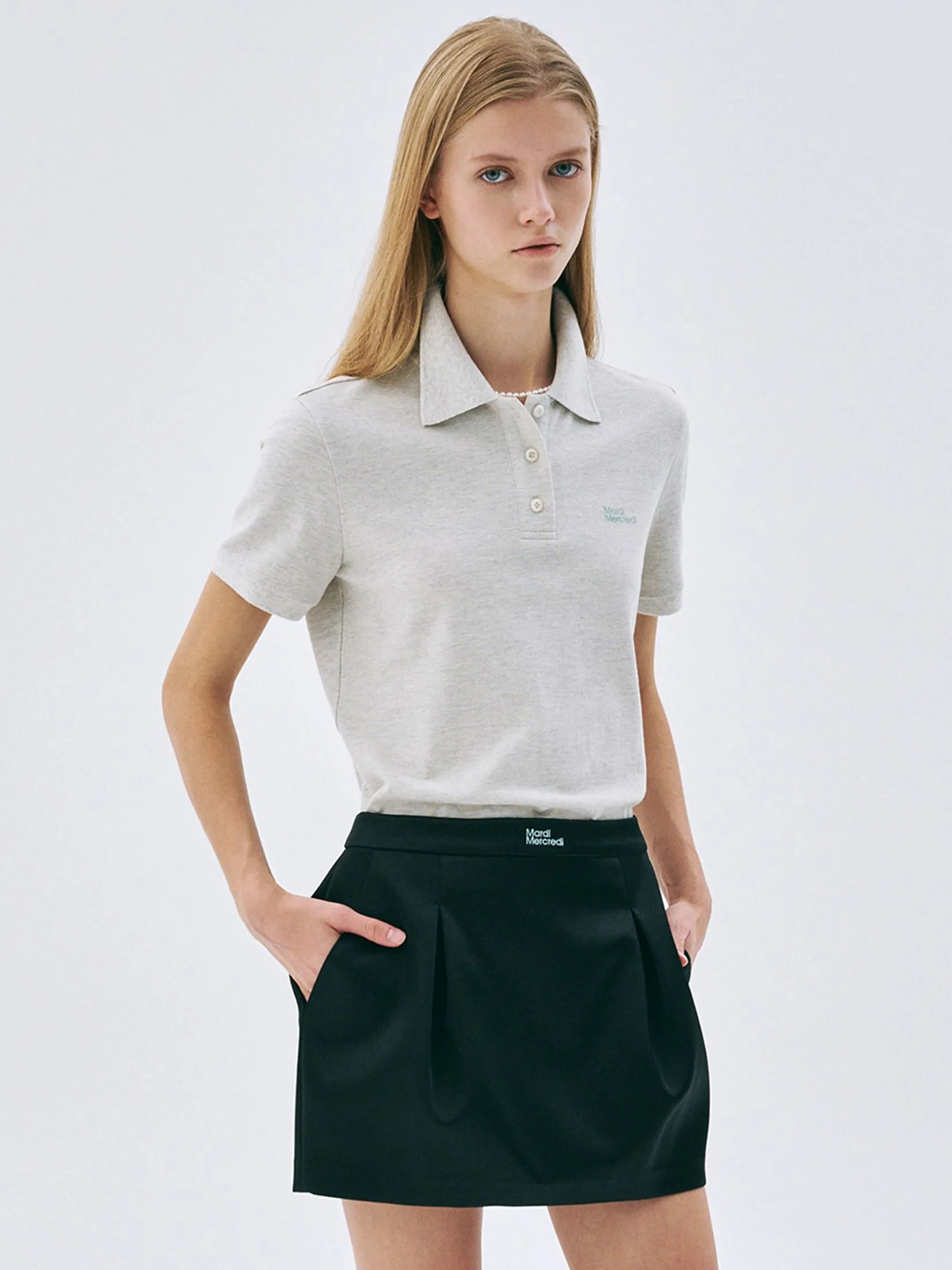 MARDI MERCREDI Satin Mini Pegged Skirt Black S