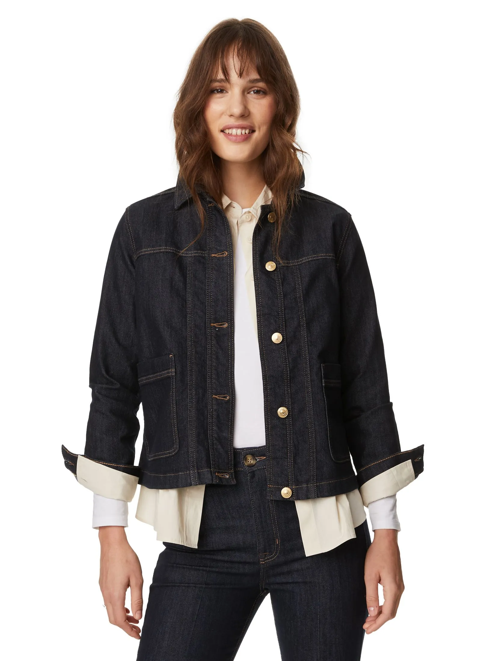 MARKS & SPENCER Women Jacket Cotton Rich Denim Utility Dark Indigo