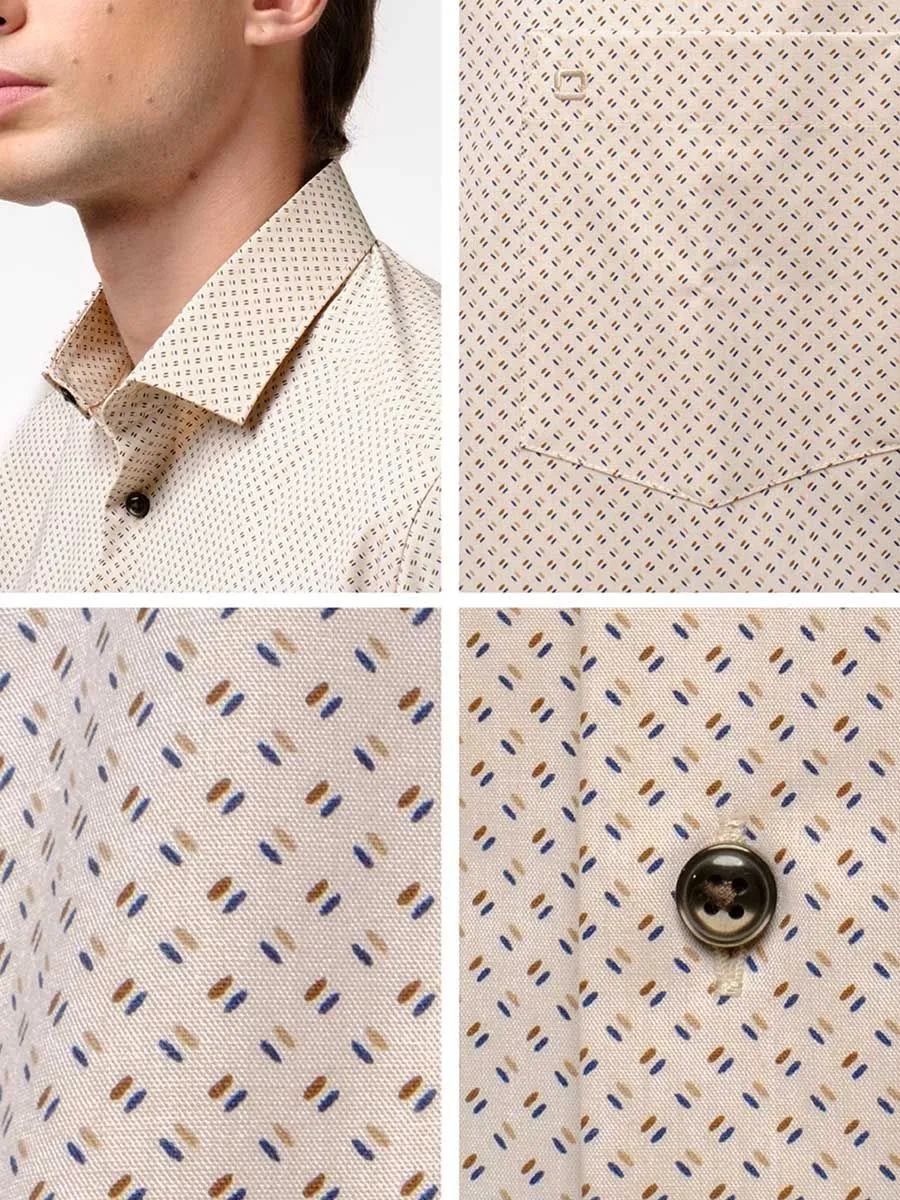 OLYMP MEN SHIRT  SHORT SLEEVES  CLAMATE CONTROL DYNAMIC FLEX  MODERN FIT  BROWN