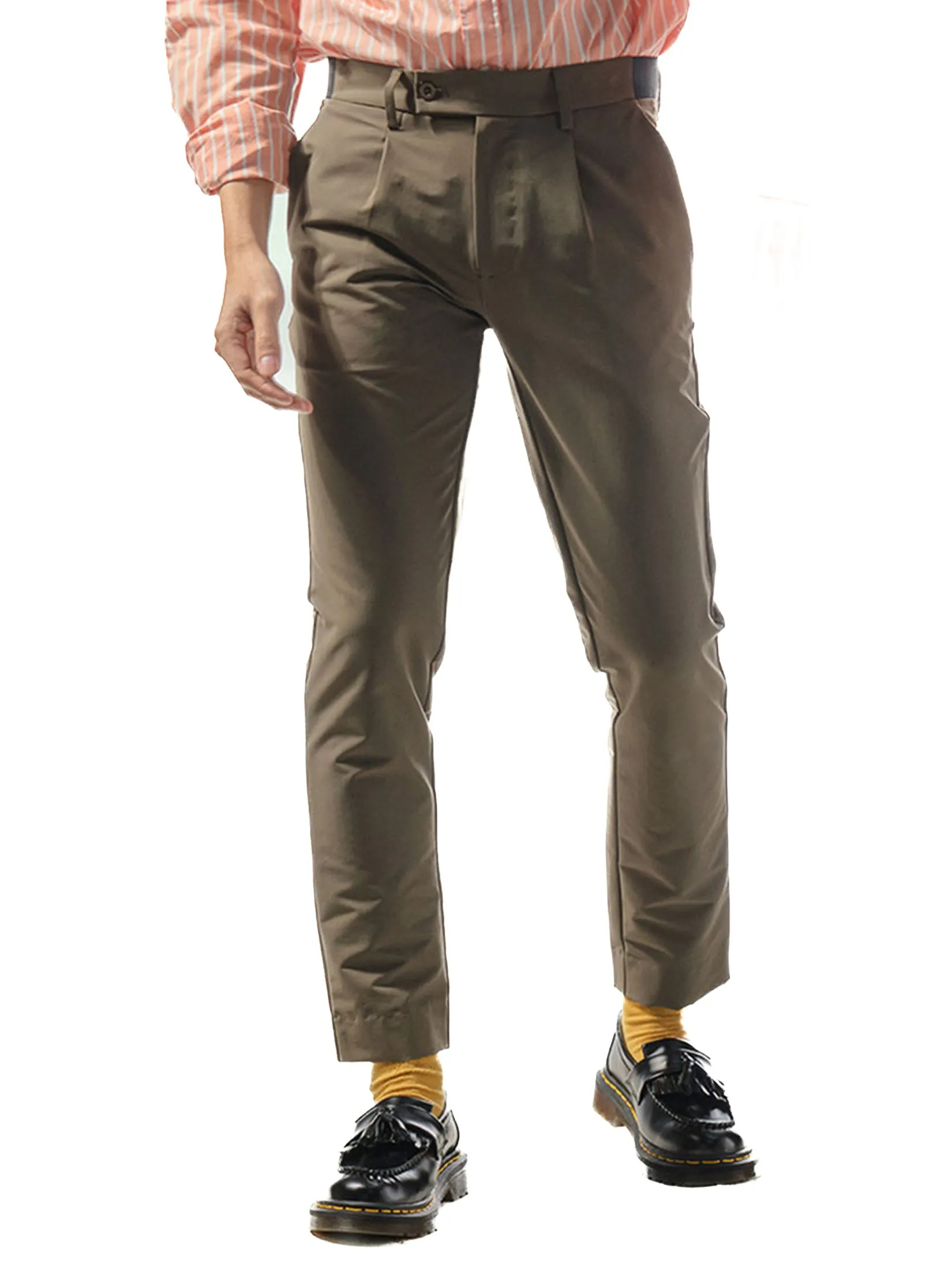 ERA-WON Men's  Cropped Skinny pants Golf fabric  Olive