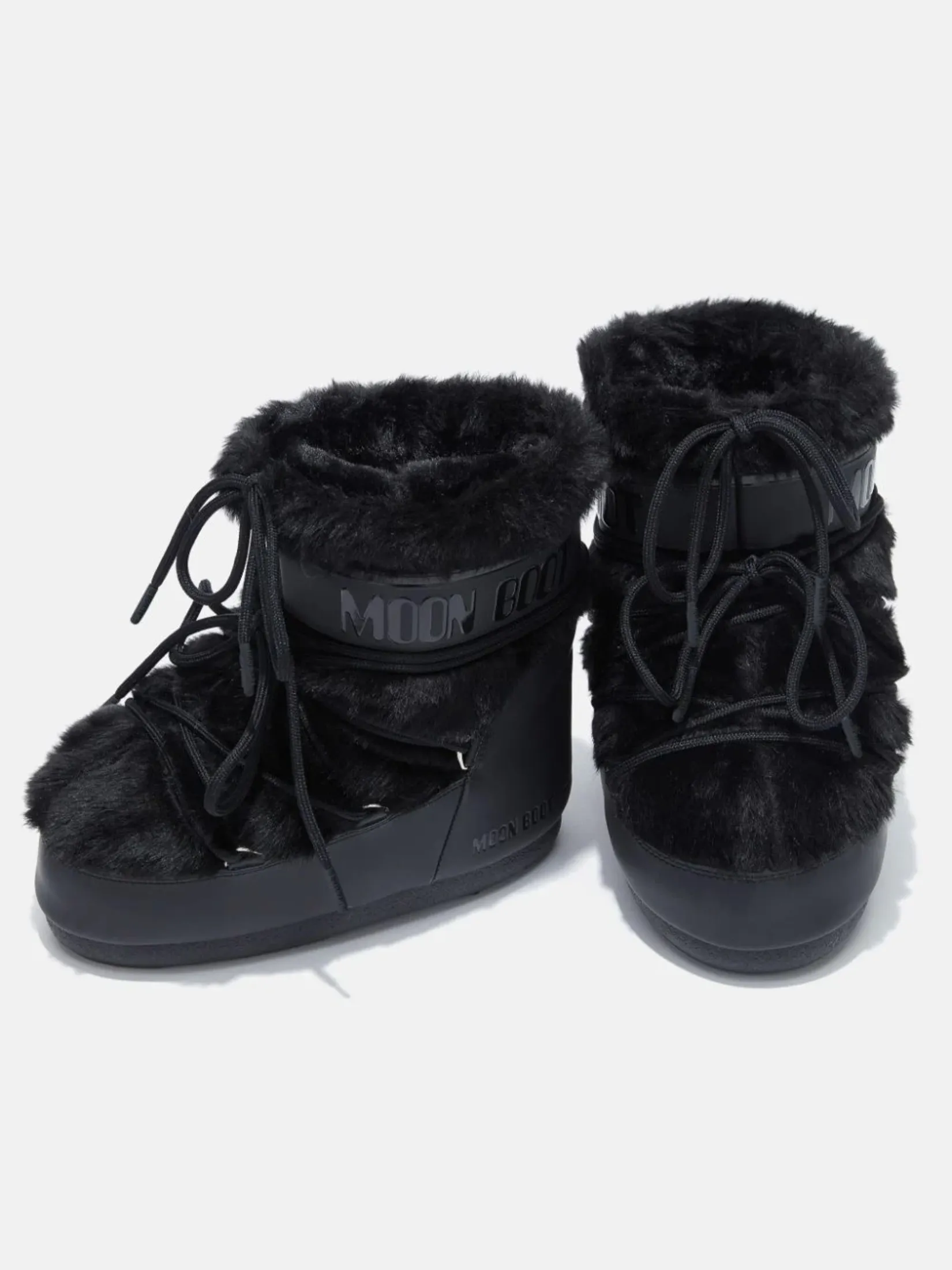 MOON BOOT BOOTS ICON LOW FAUX FUR IN BLACK